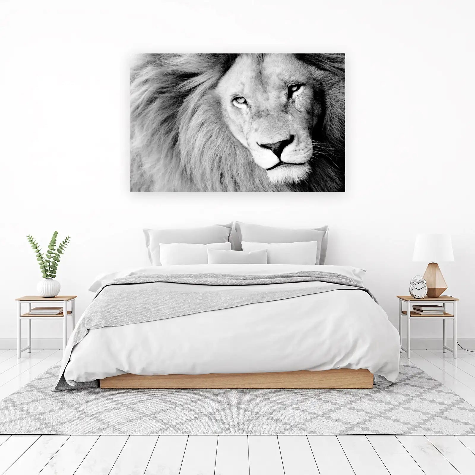 Majestic Lion B&W Portrait Wall Art