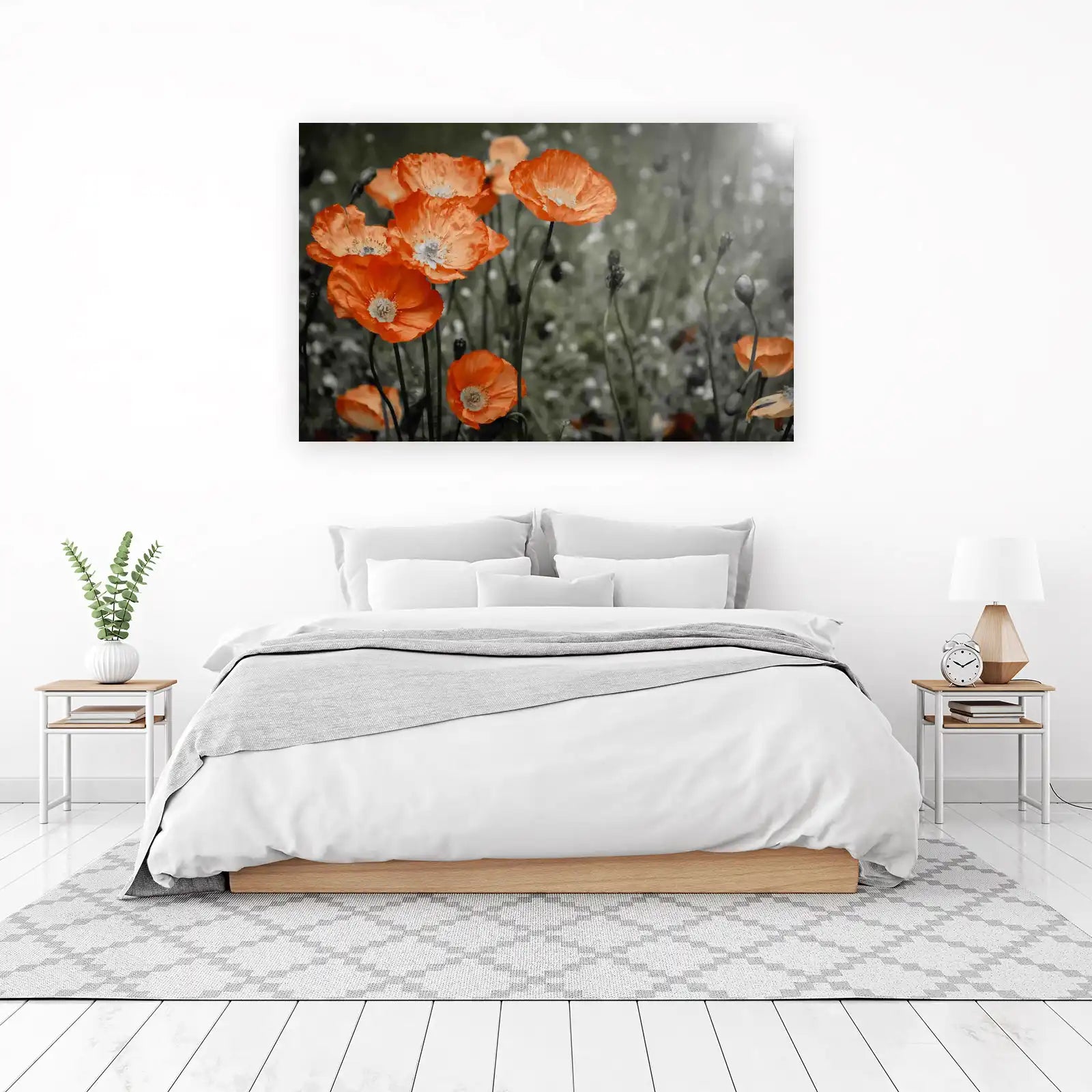 Vibrant Orange Poppies Field Wall Art