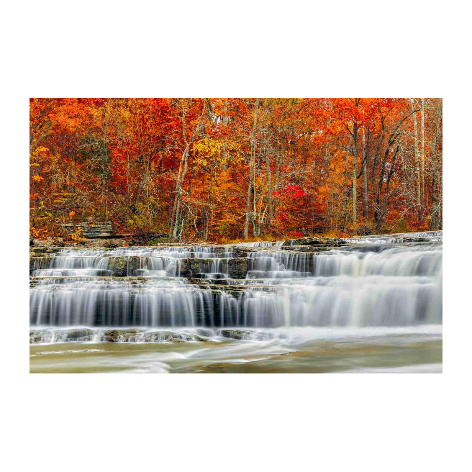 Vibrant Autumn Waterfall Wall Art