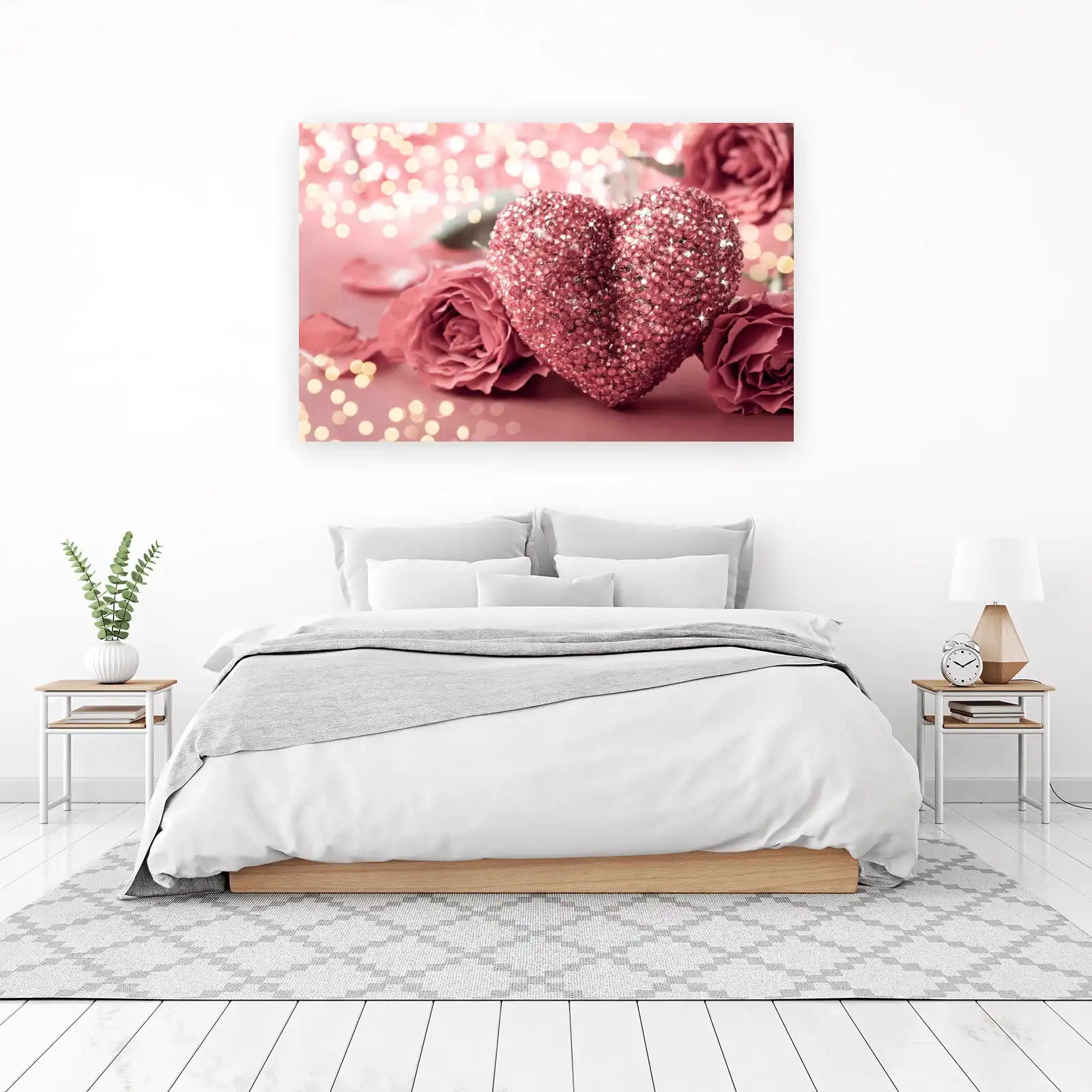 Sparkling Rose Heart & Roses Wall Art