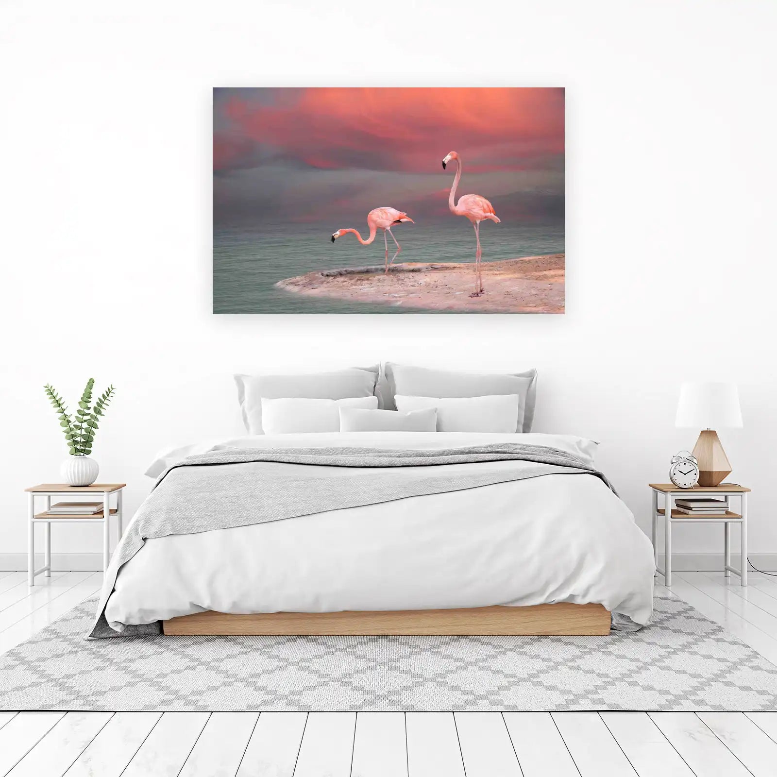 Elegant Flamingos Sunset Serenity Wall Art