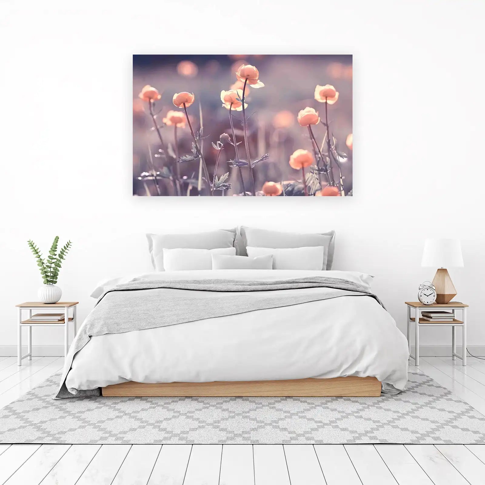 Soft Peach Floral Meadow Wall Art