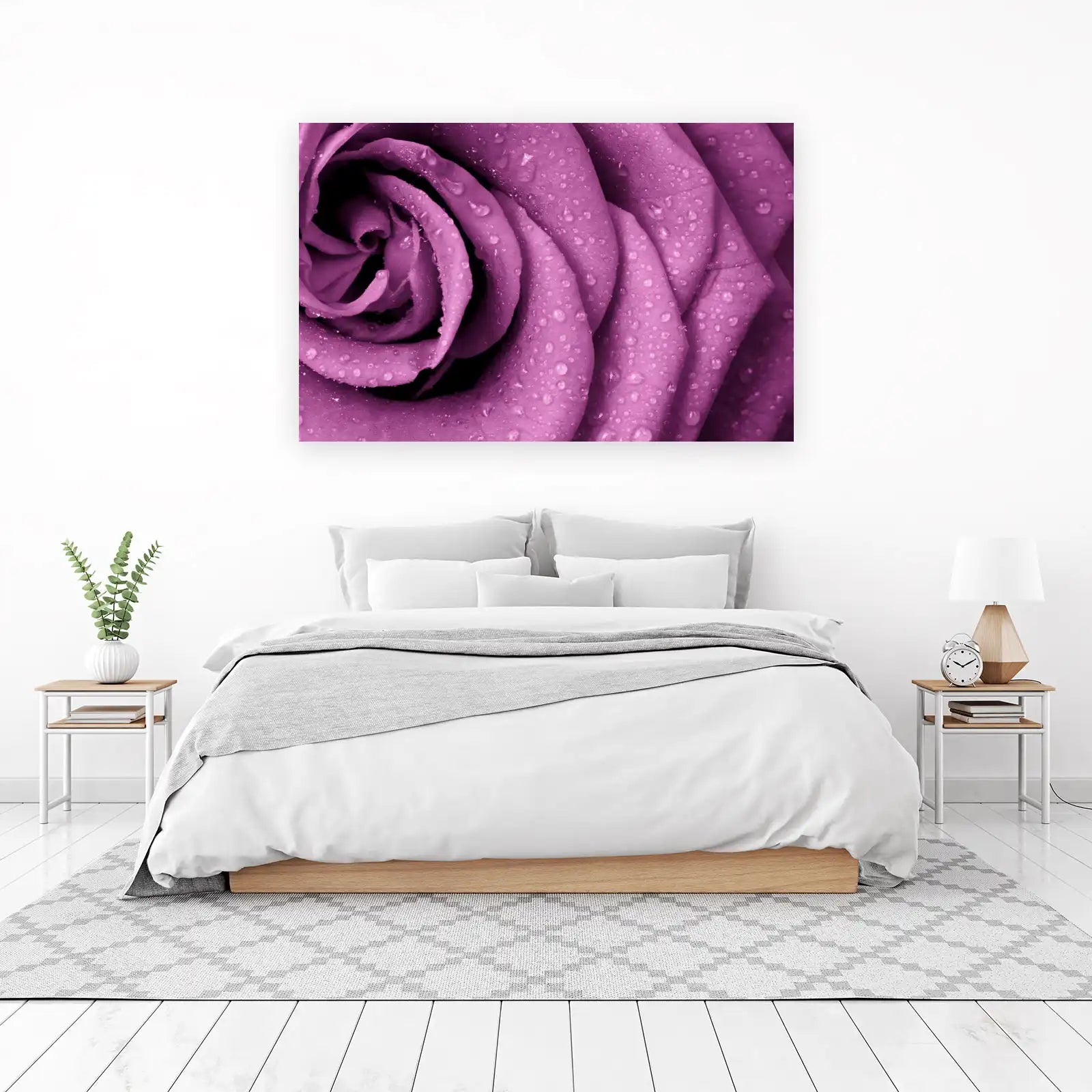 Serene Purple Rose Dewdrop Wall Art