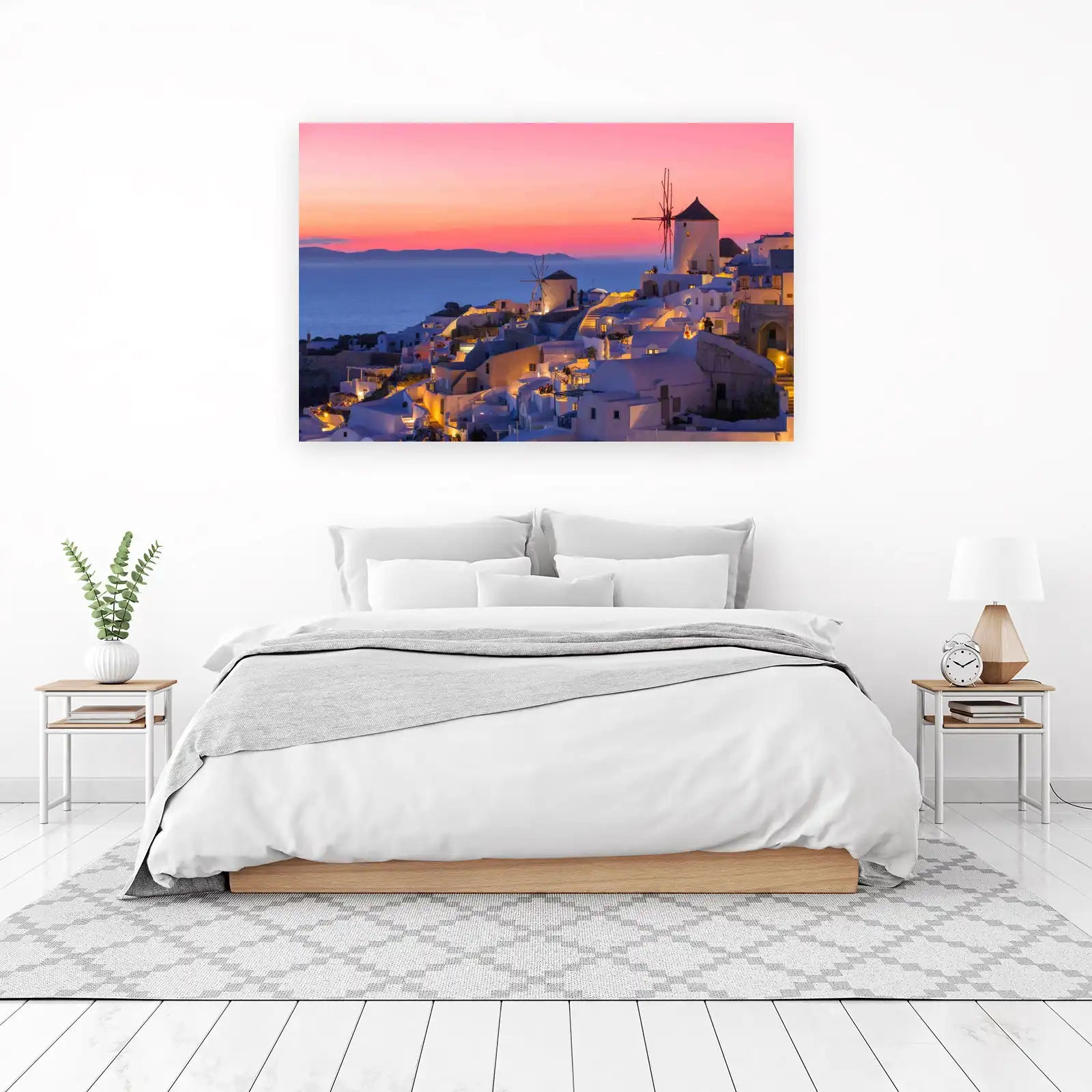 Santorini Sunset Windmills Wall Art