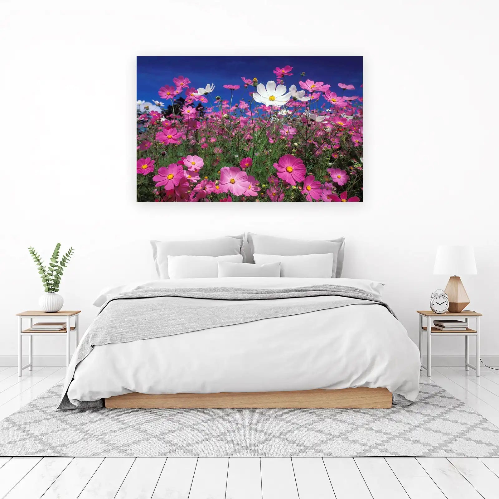 Vibrant Pink Cosmos Field Wall Art