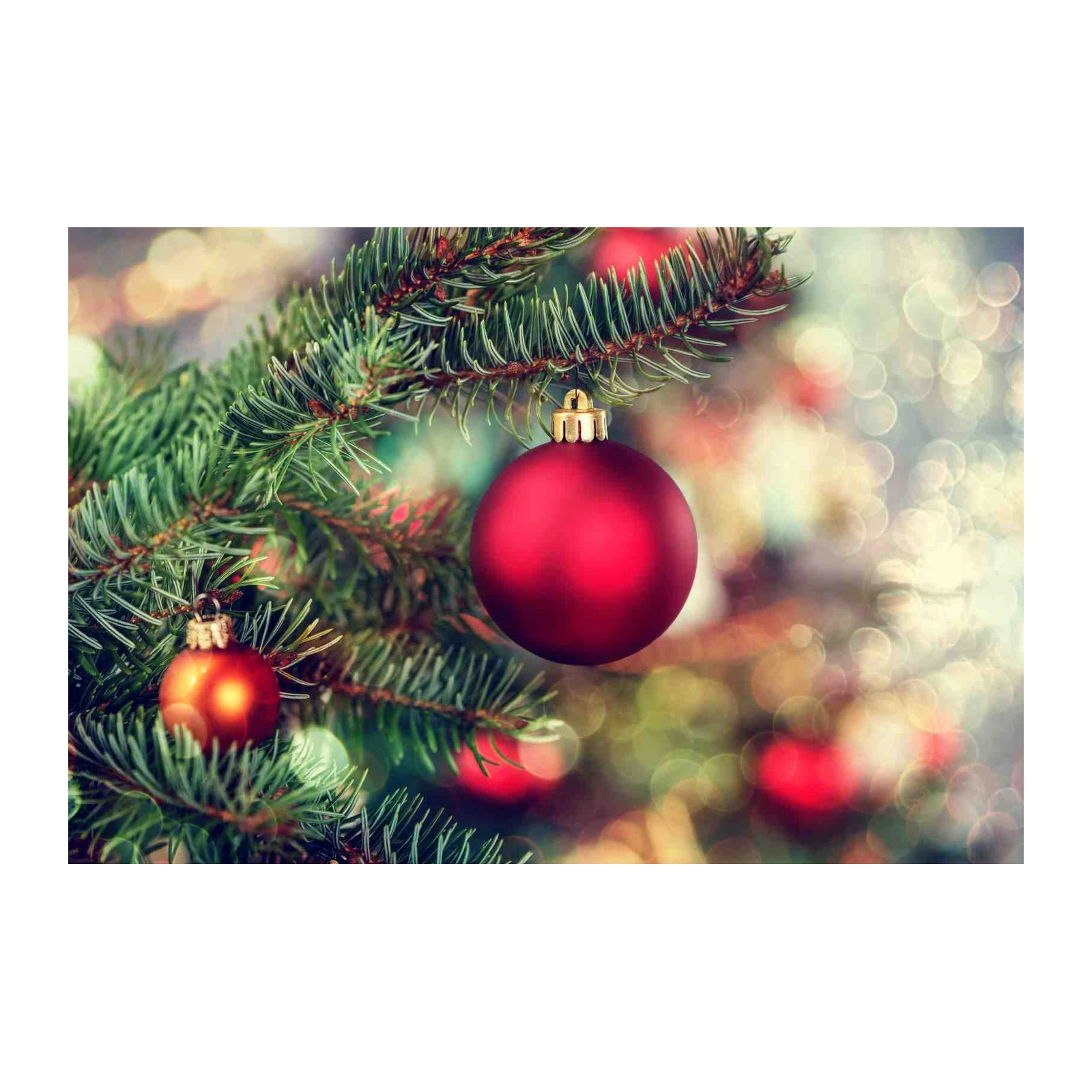 Vibrant Red Bauble Christmas Tree Wall Art