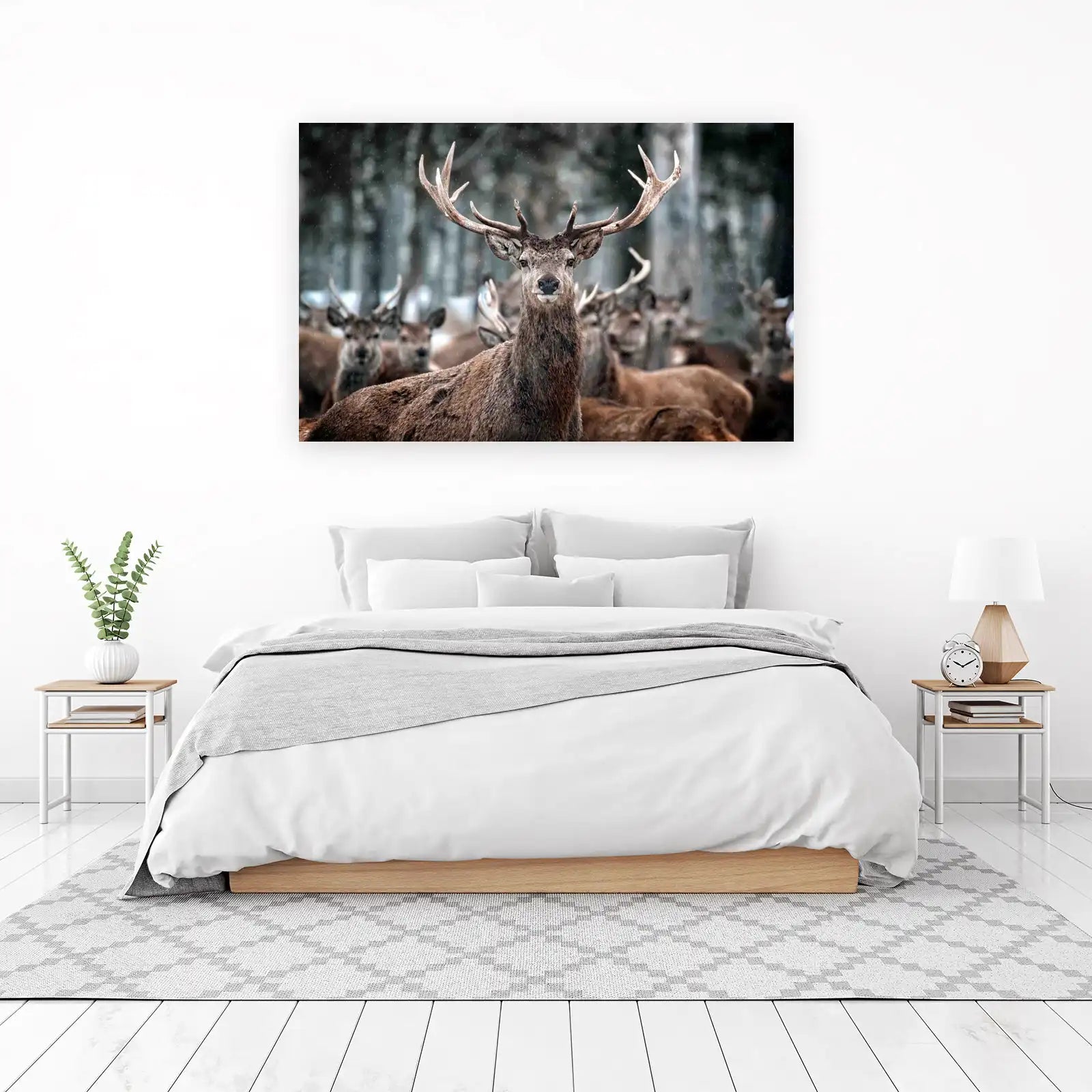 Majestic Stag Winter Forest Wall Art