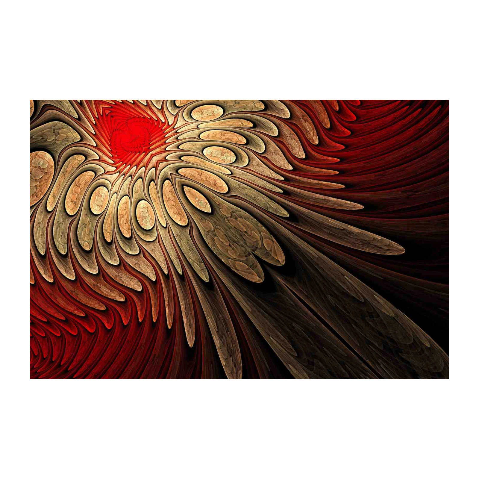 Fiery Abstract Bloom Fractal Wall Art