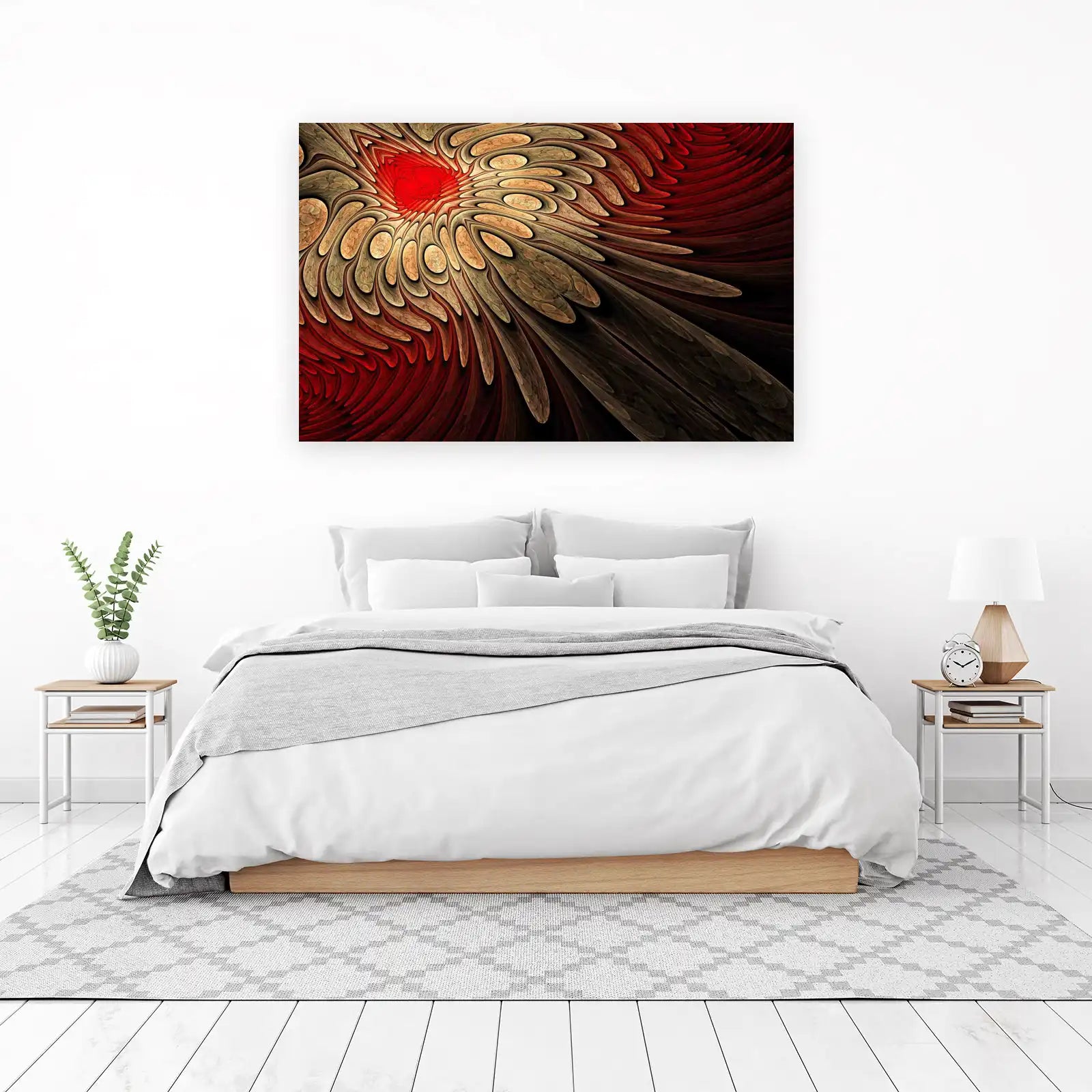 Fiery Abstract Bloom Fractal Wall Art