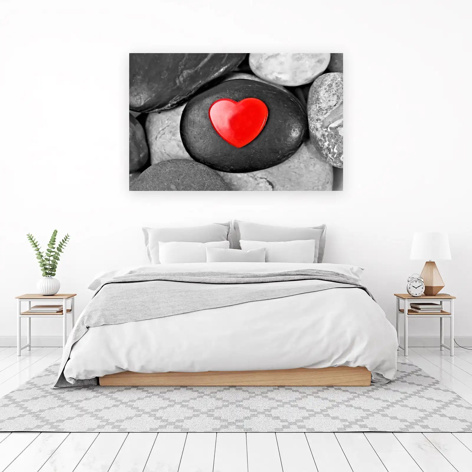 Vibrant Red Heart Zen Stones Wall Art