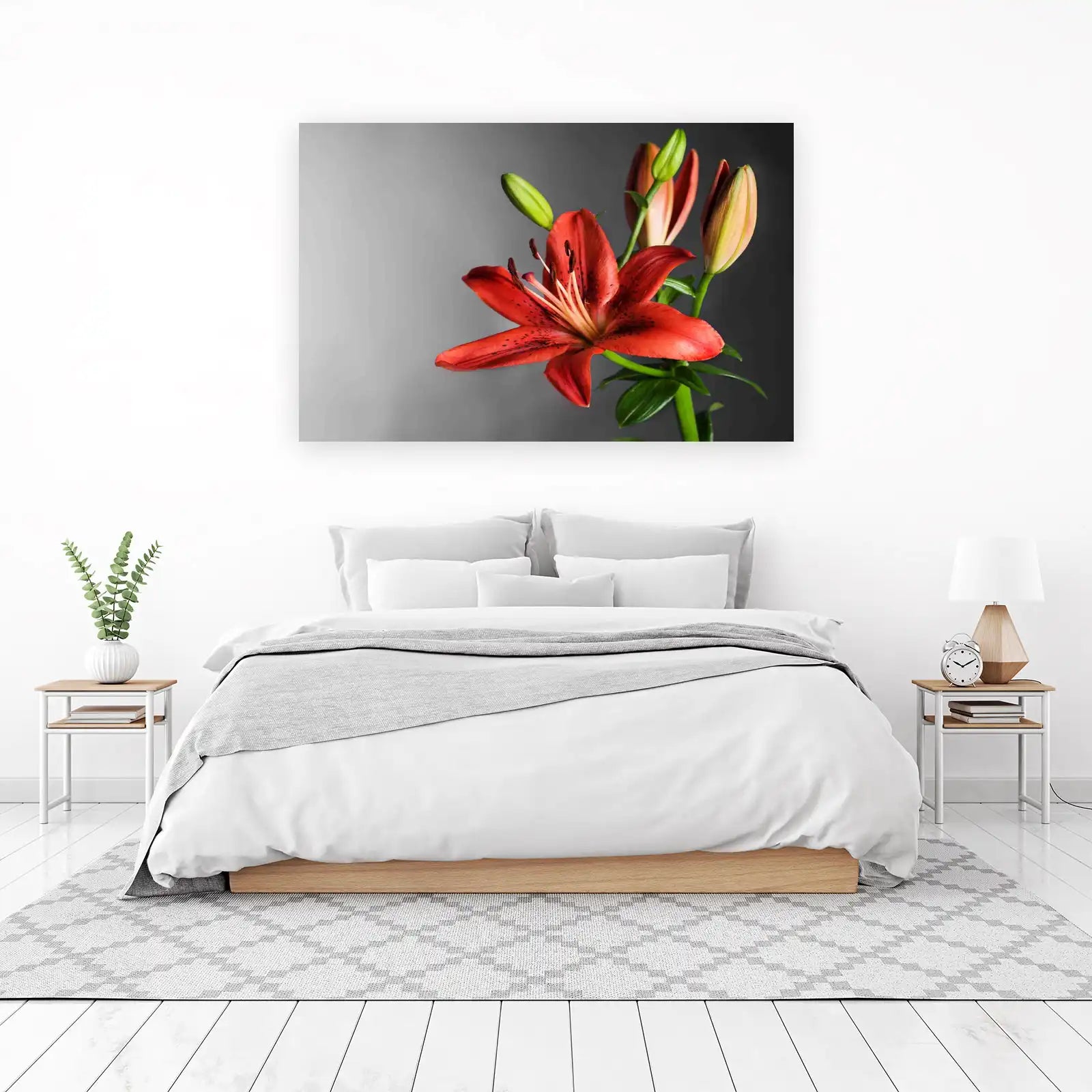 Vibrant Red Lily Botanical Art Wall Art