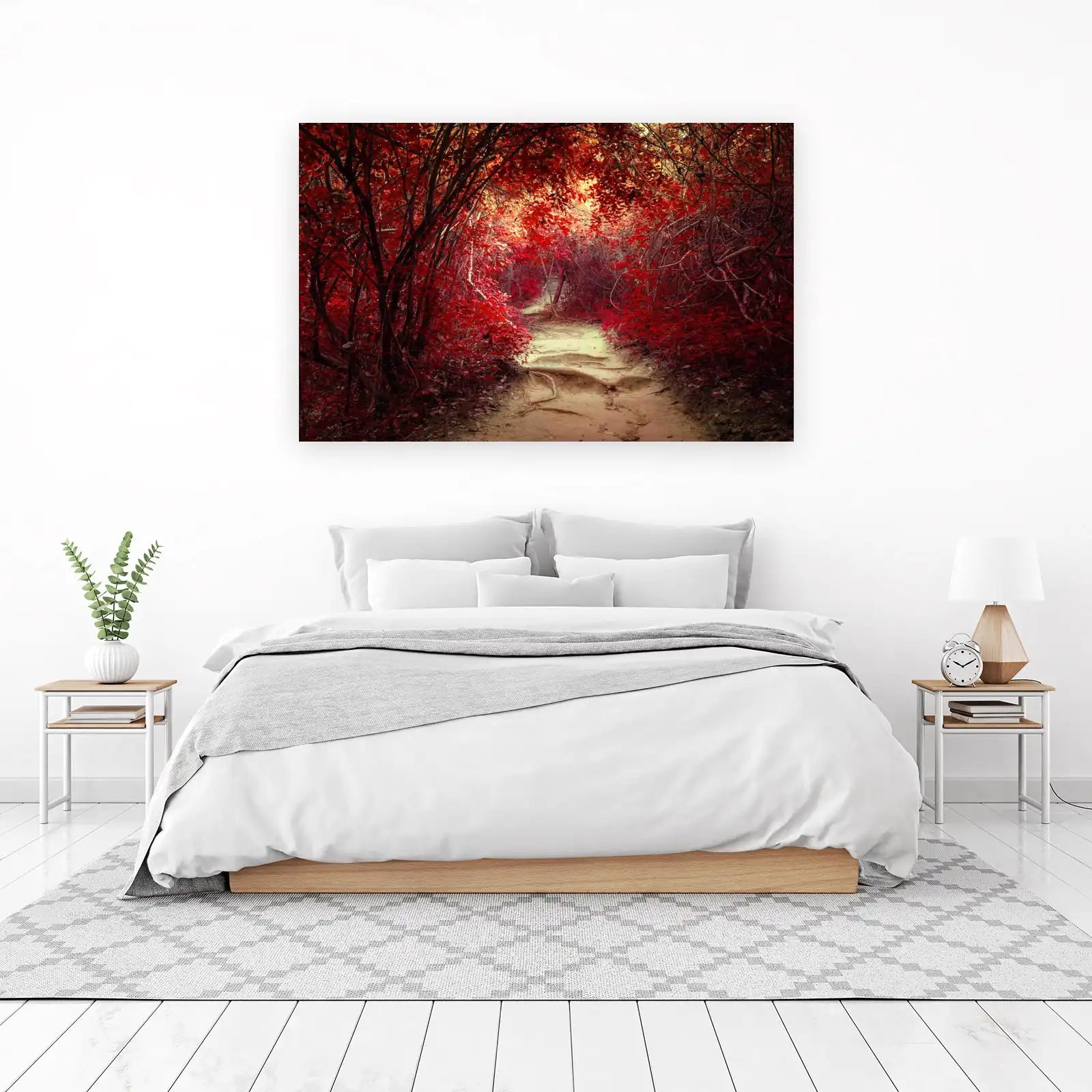 Enchanting Red Forest Path Wall Art
