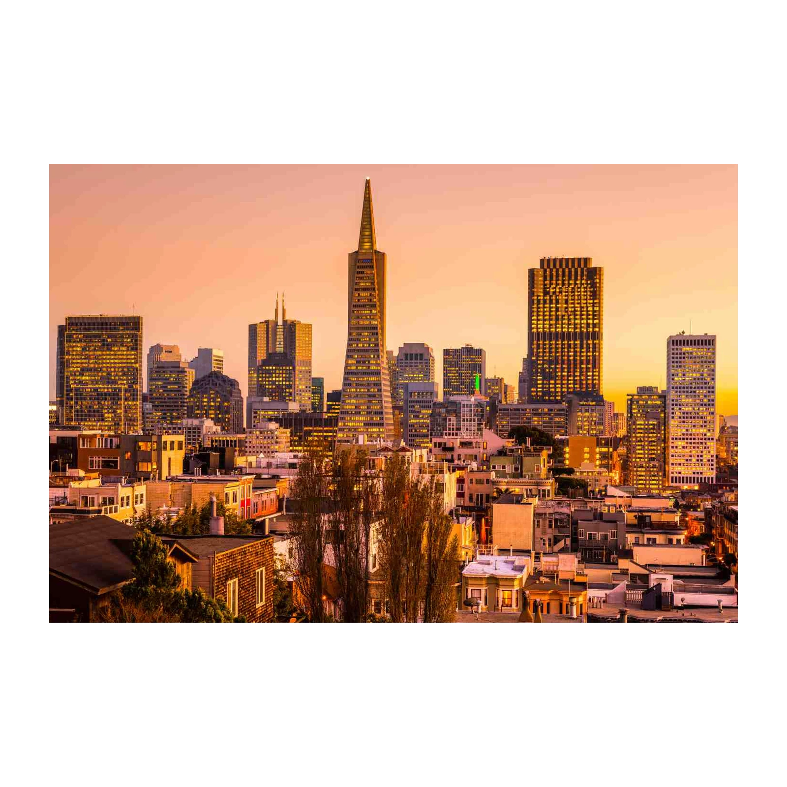 San Francisco Skyline Golden Hour Wall Art