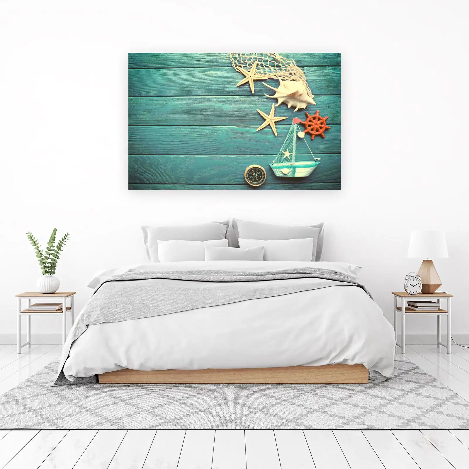 Nautical Beach Vibes Starfish Sailboat Wall Art