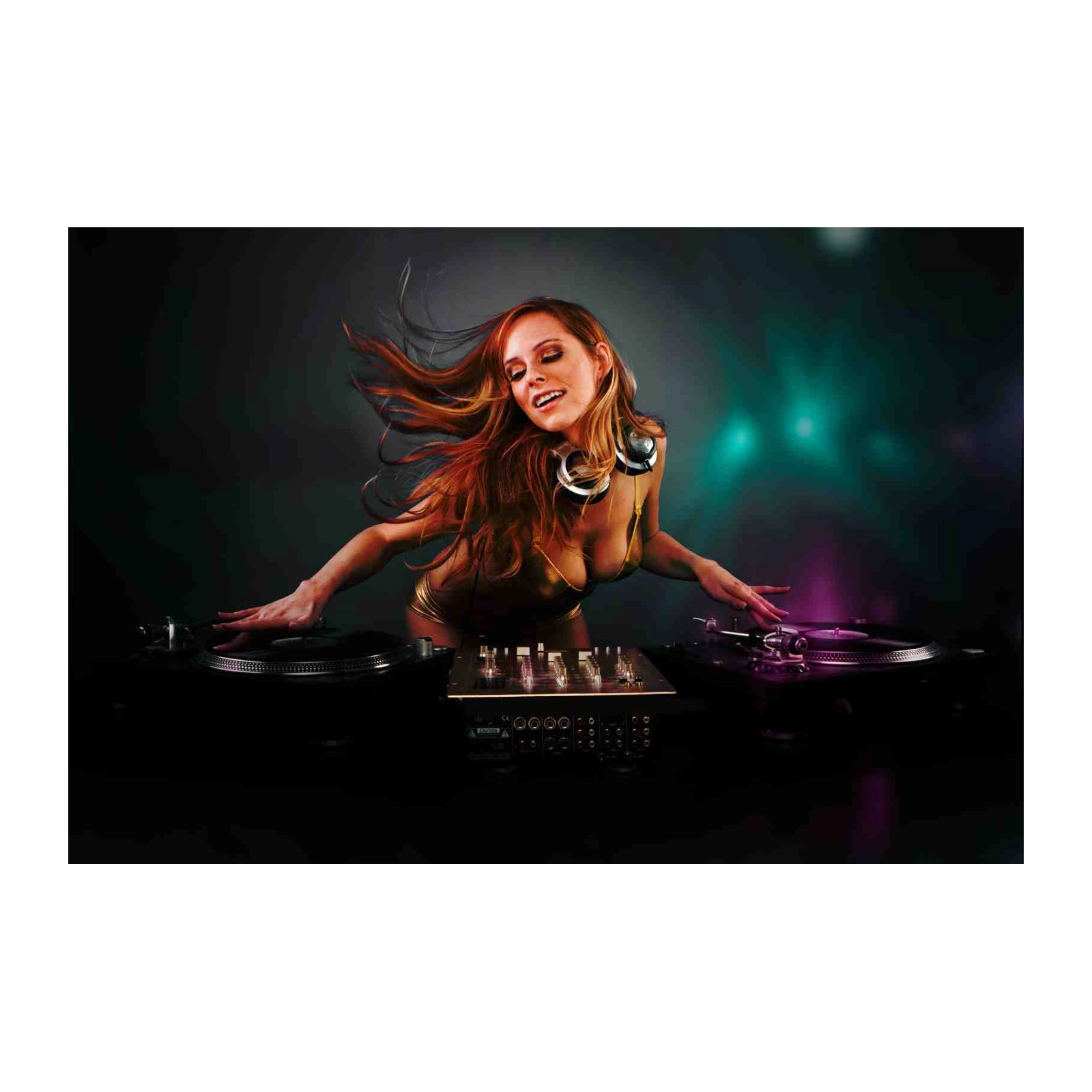 Energetic Female DJ Gold Bikini Wall Art