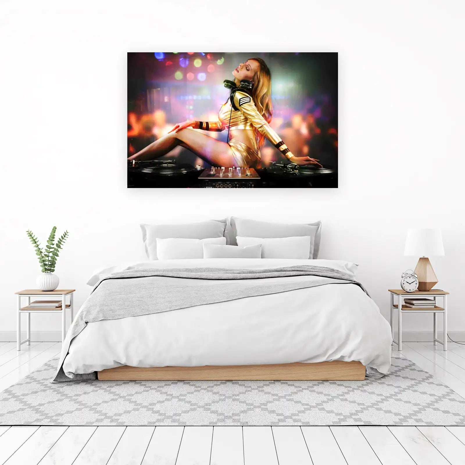 Glamorous DJ Goddess Gold Metallic Outfit Wall Art