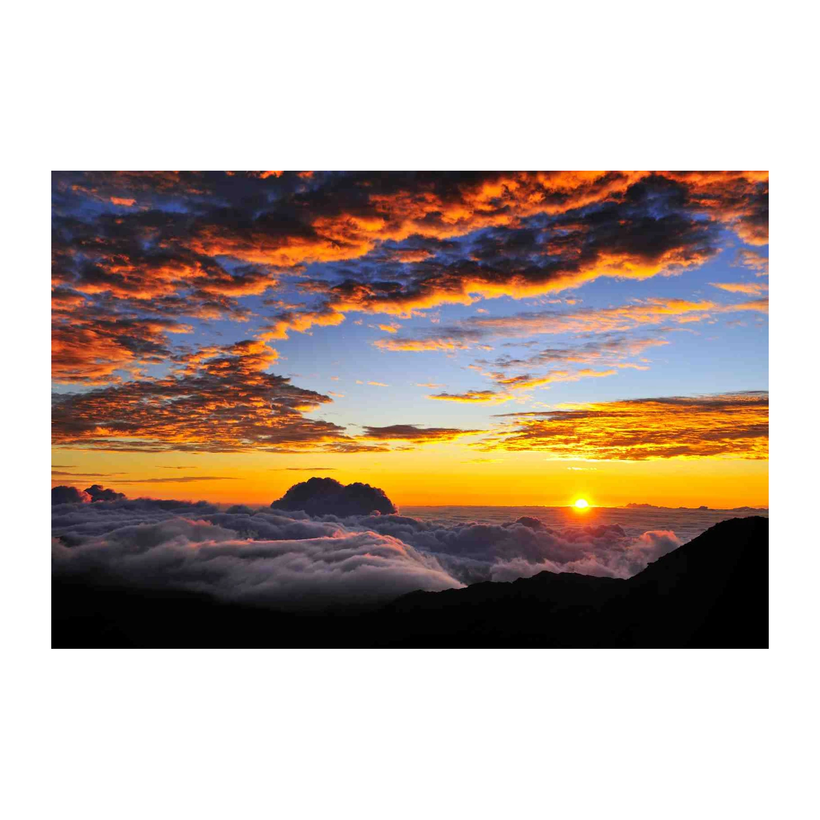 Fiery Sunset Above Clouds Wall Art