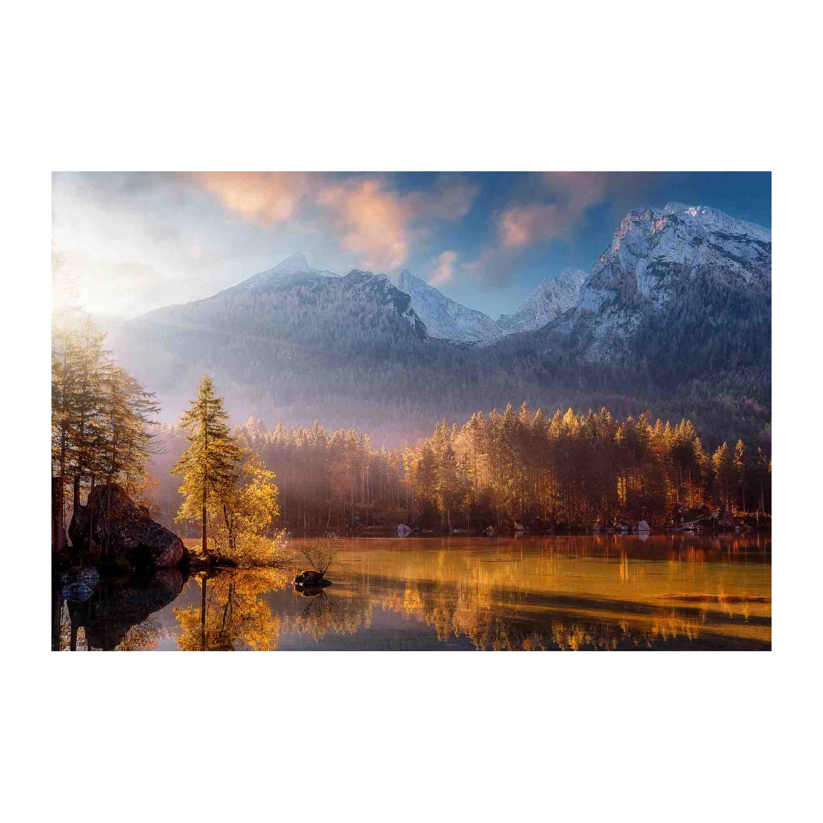 Serene Mountain Lake Autumn Forest Wall Art