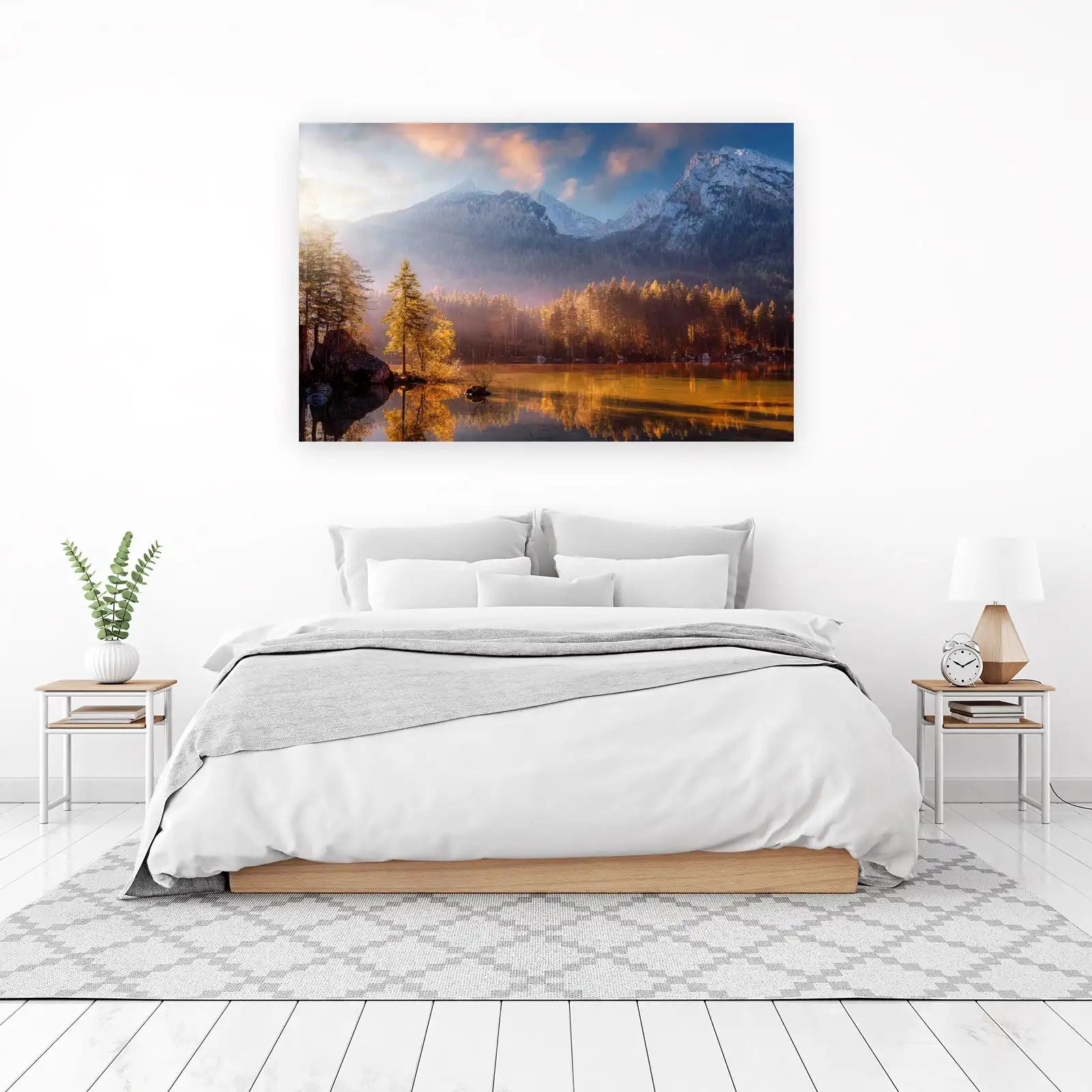 Serene Mountain Lake Autumn Forest Wall Art