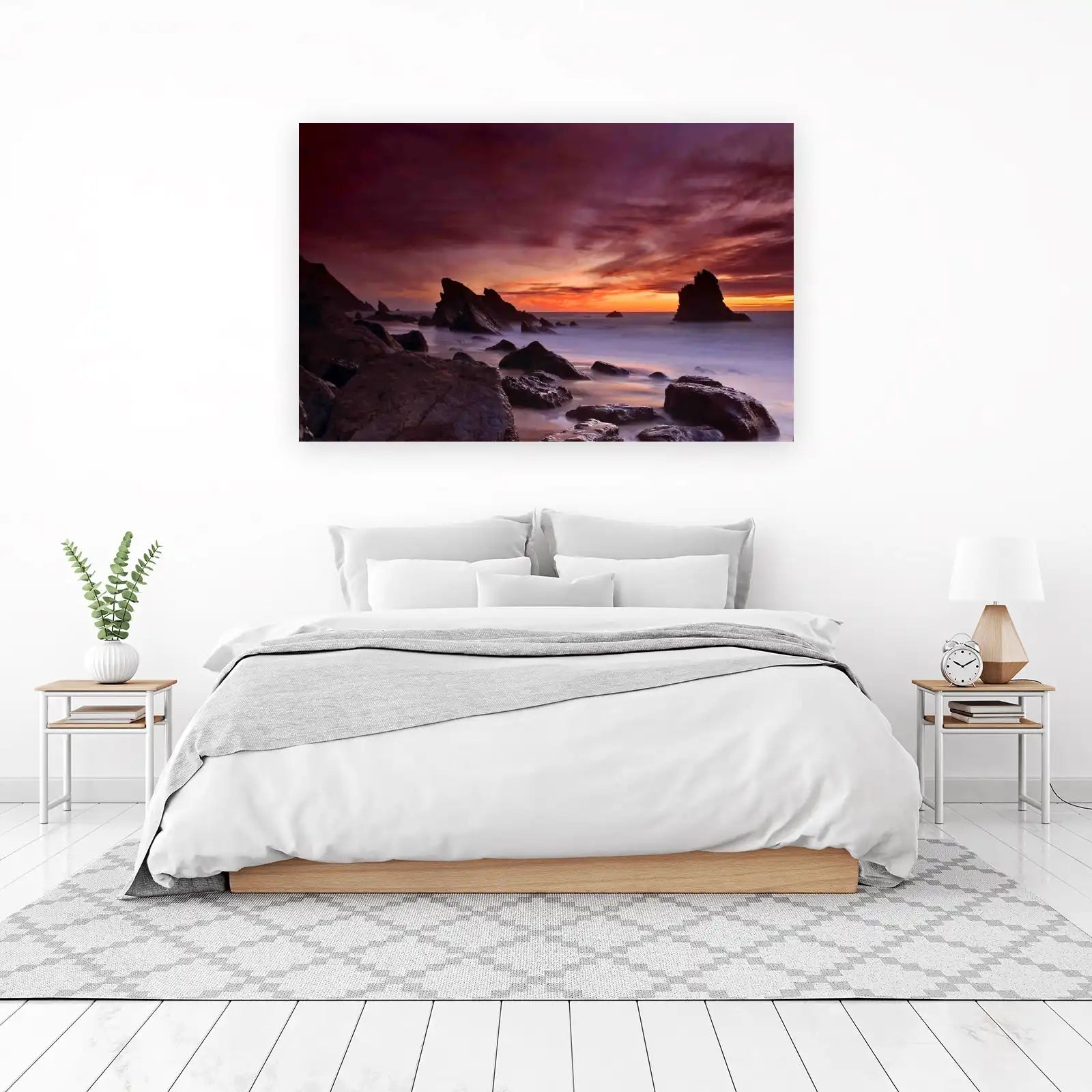 Dramatic Sunset Coastal Rocks Wall Art