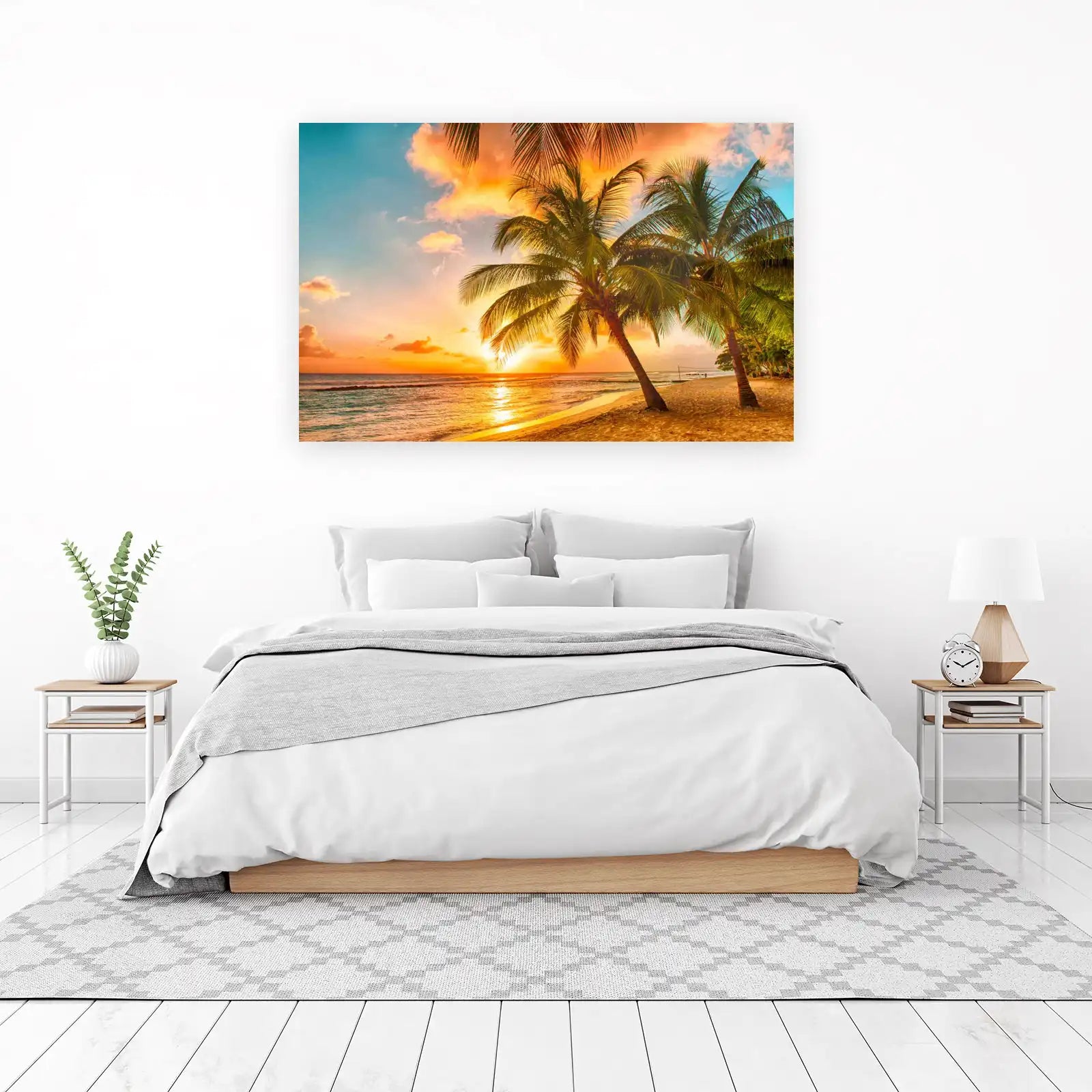 Tropical Sunset Palm Trees Beach Wall Art