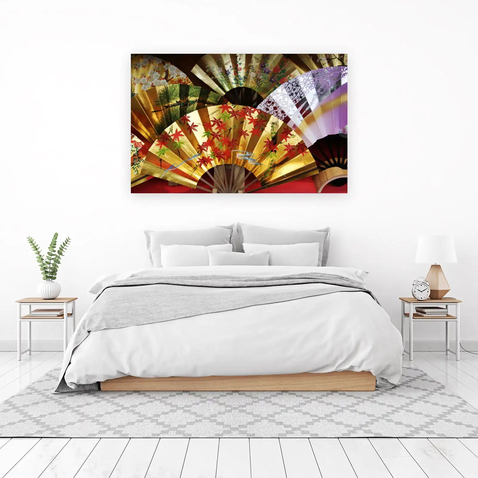 Elegant Japanese Maple & Floral Gold Wall Art