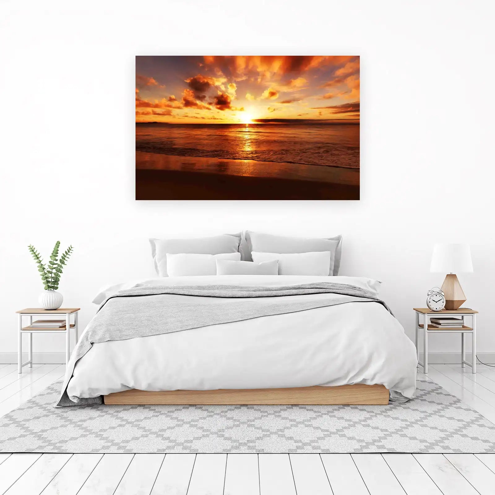Golden Sunset Ocean Beach Wall Art