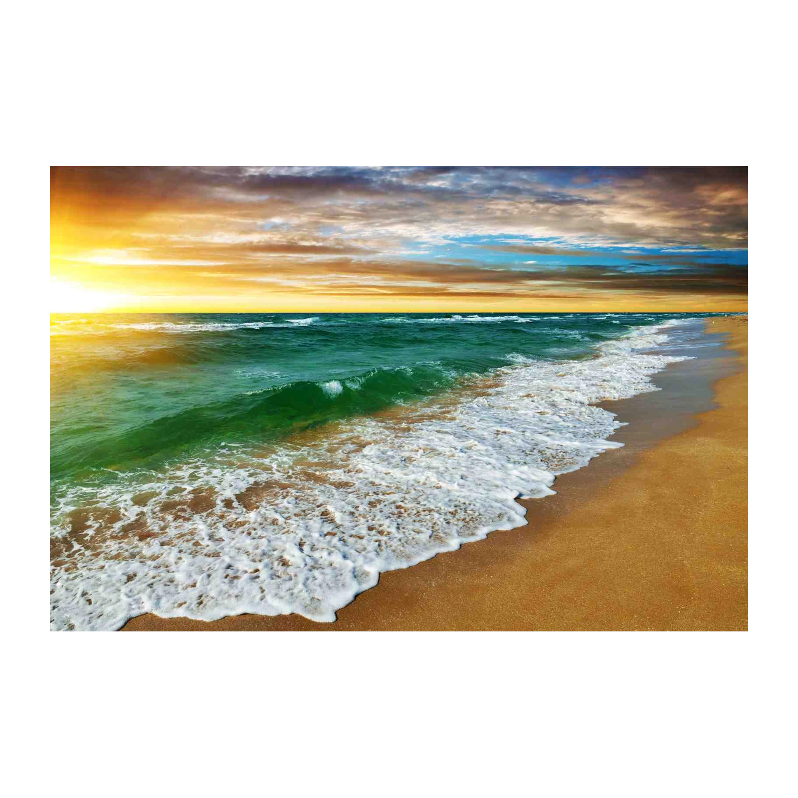Serene Sunset Beach Waves Wall Art