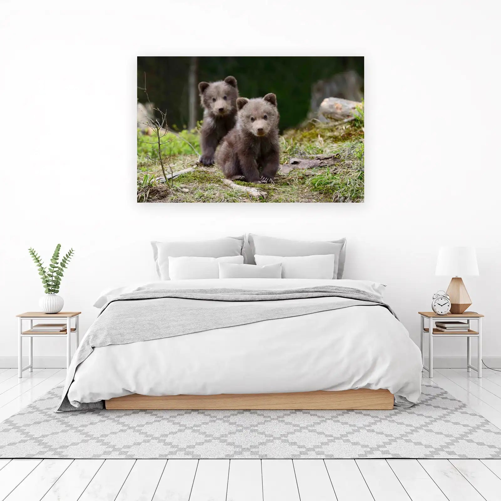 Adorable Bear Cubs in Forest Wall Art