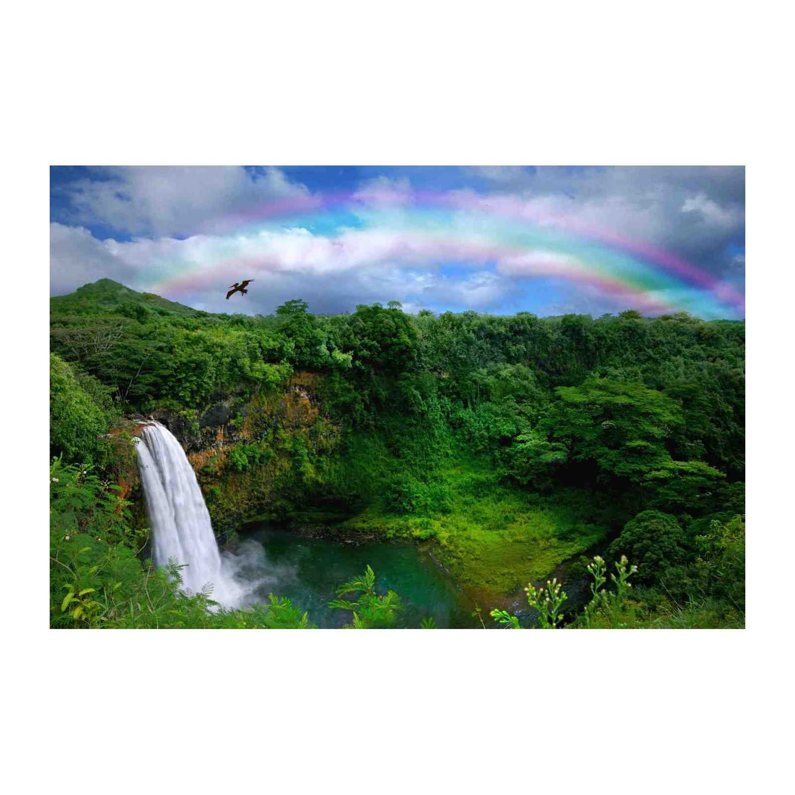 Serene Waterfall & Rainbow Wall Art