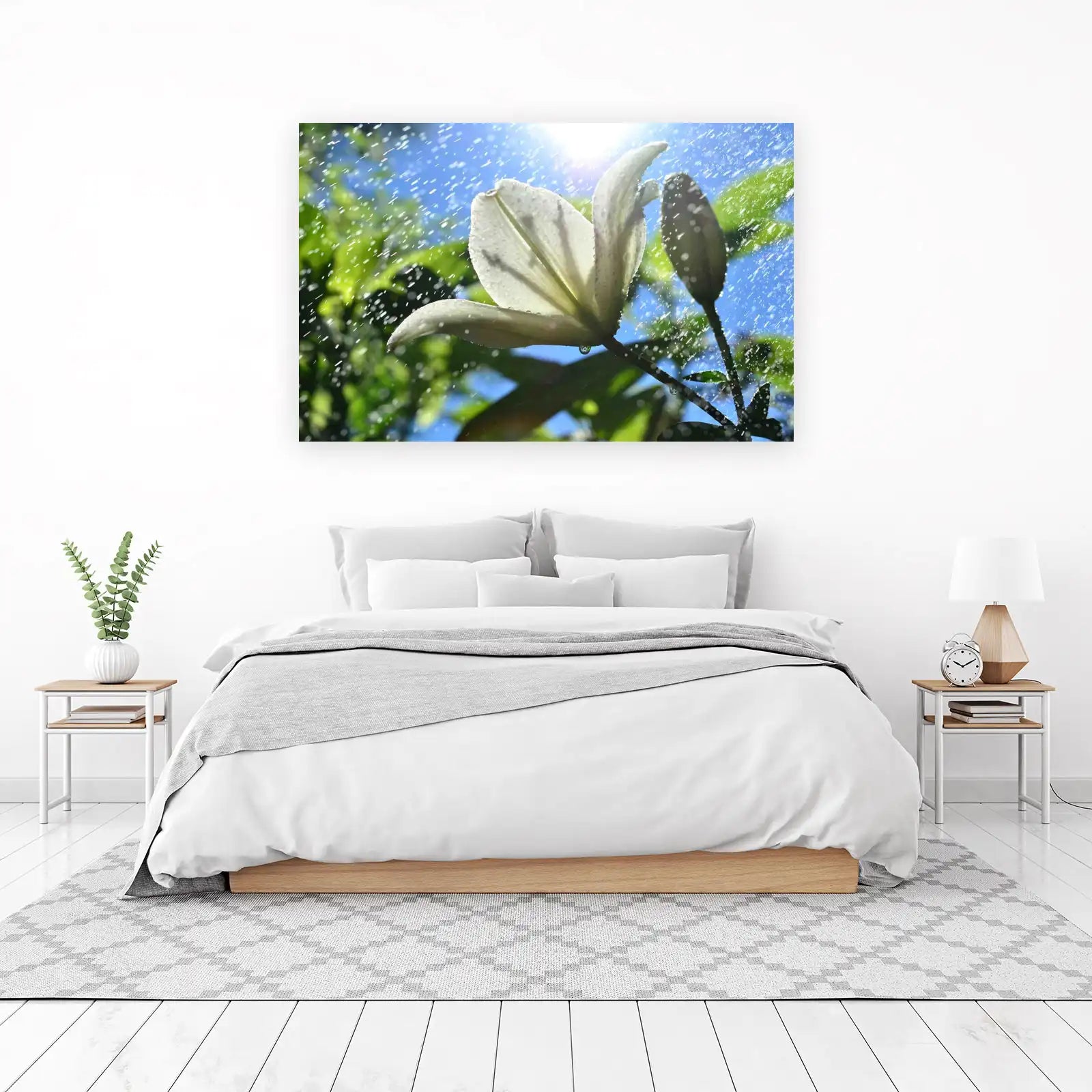 Serene Lily Raindrops Wall Art