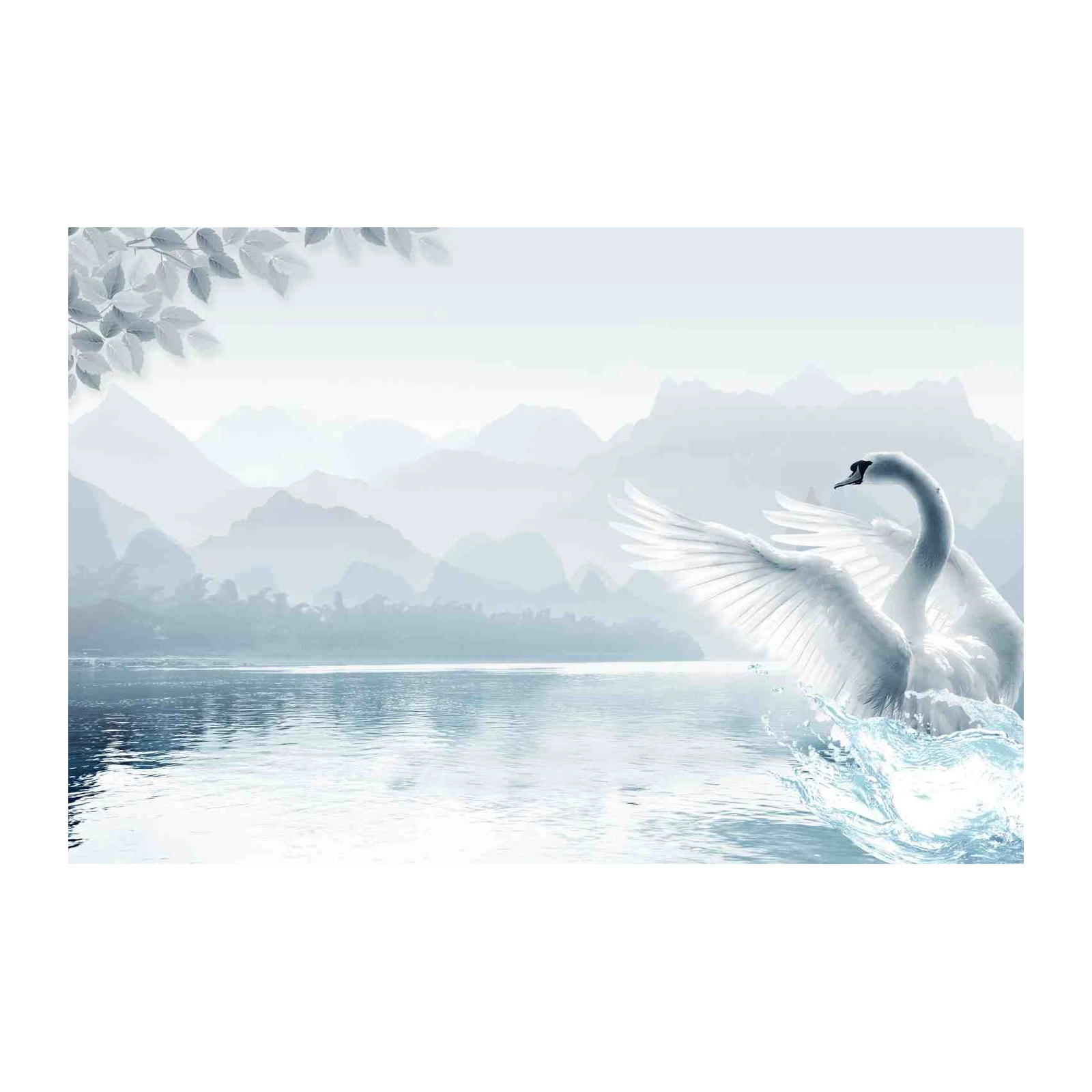 Serene Swan Majestic Landscape Wall Art