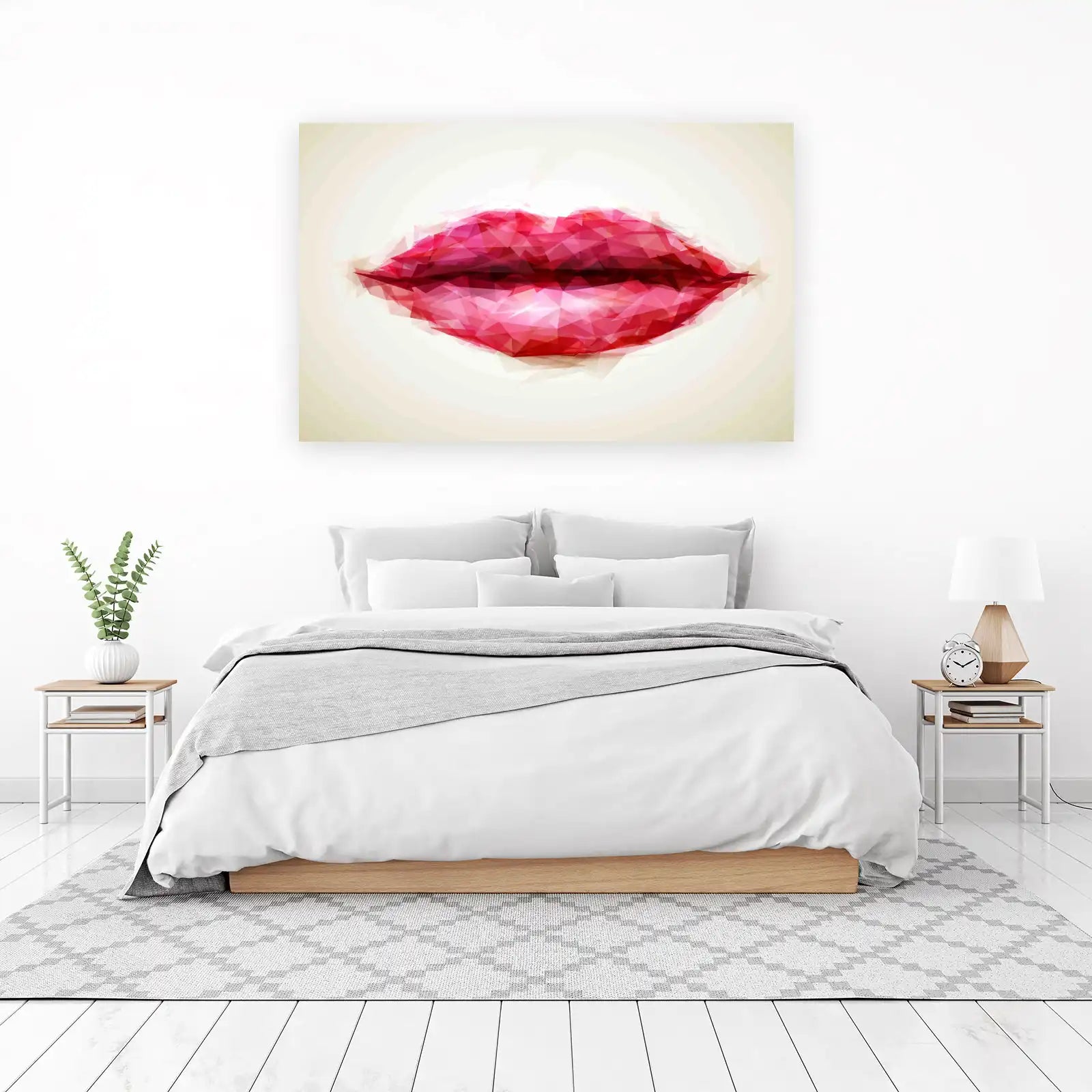 Bold Geometric Lips Red Pink Wall Art