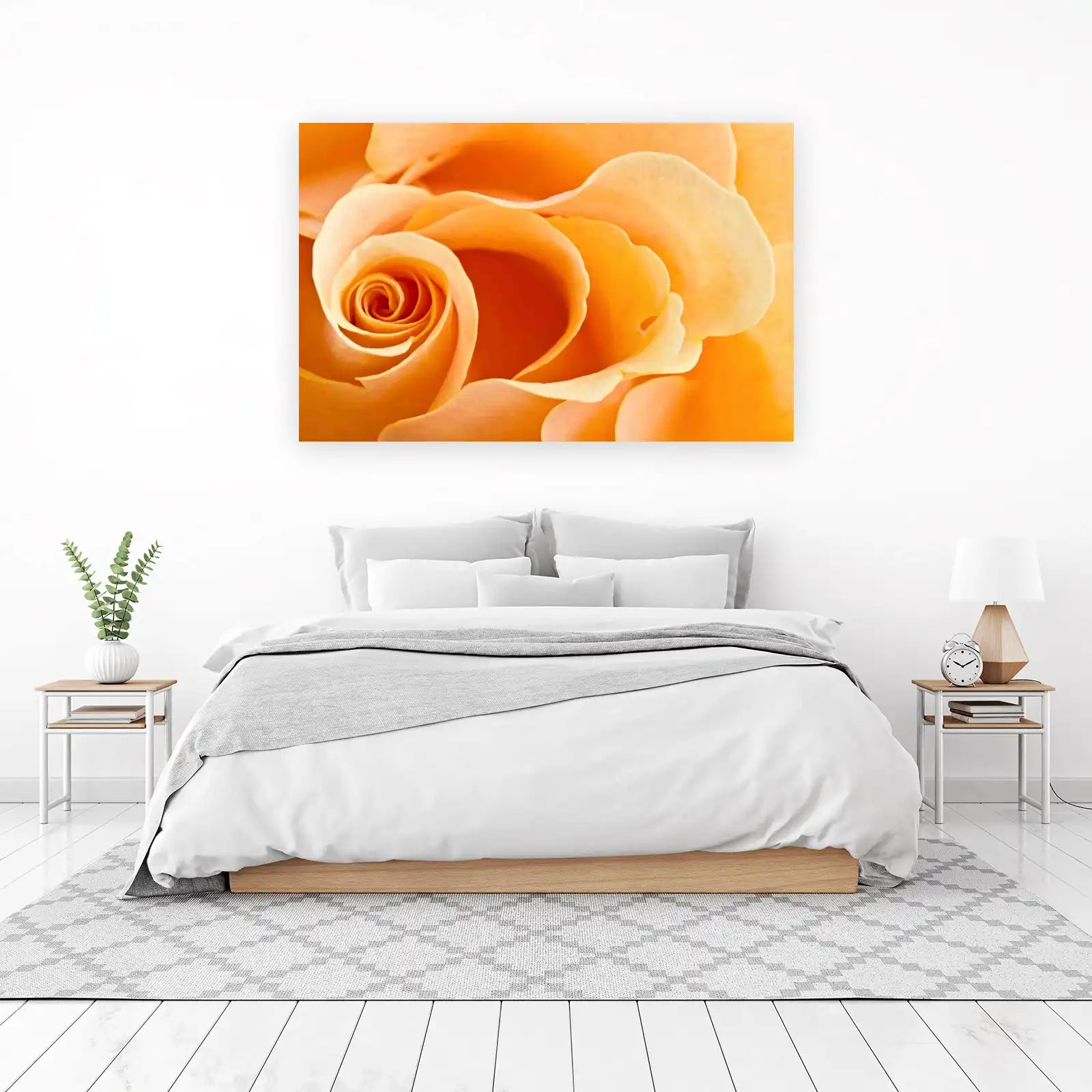 Vibrant Peach Rose Macro Wall Art