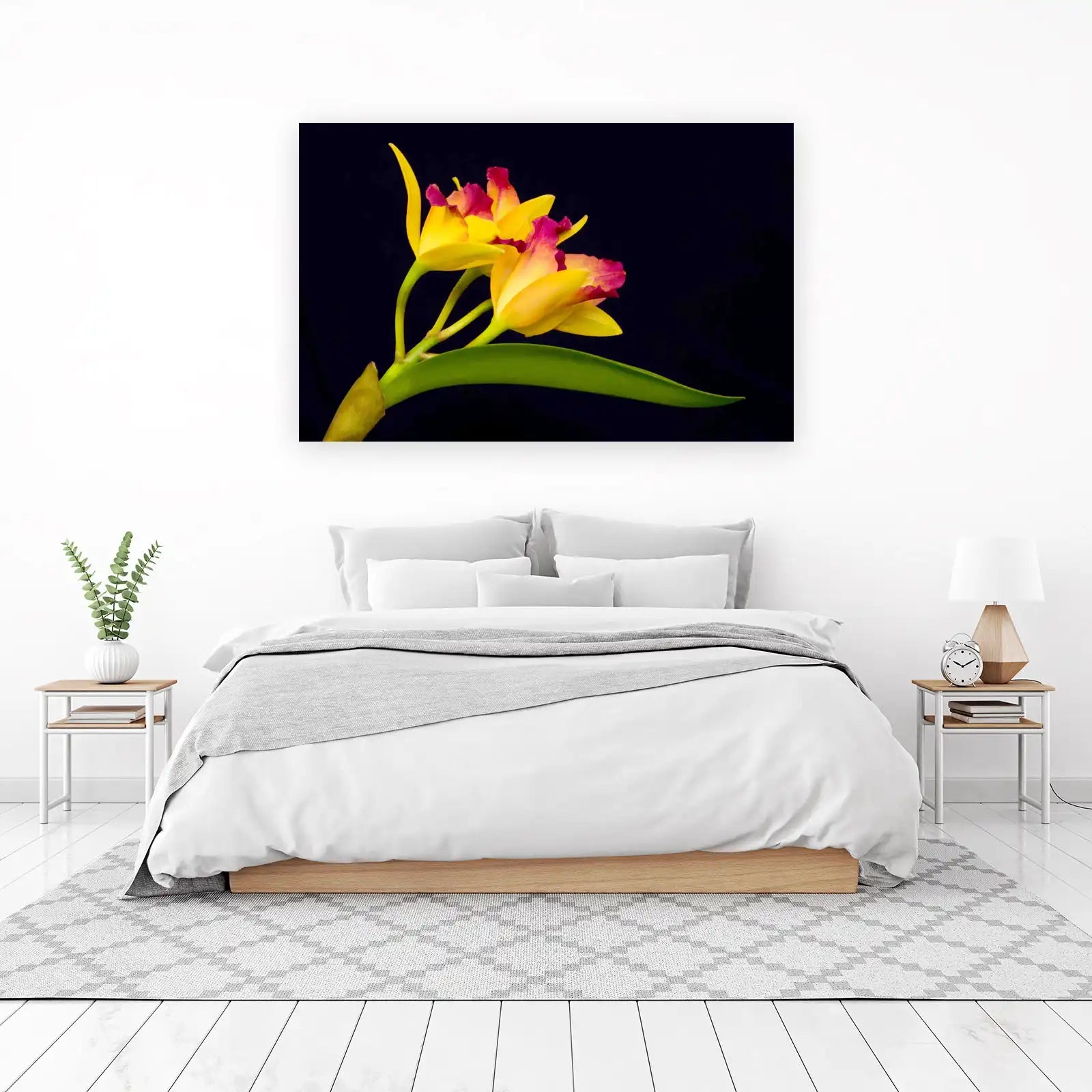 Vibrant Yellow & Pink Orchid Wall Art