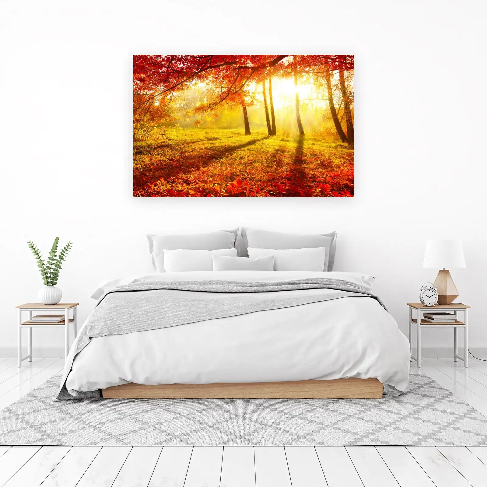 Golden Autumn Forest Sun Rays Wall Art