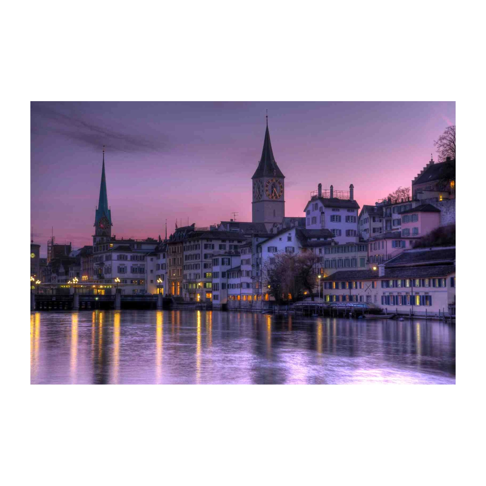 Zurich Cityscape Dusk Wall Art
