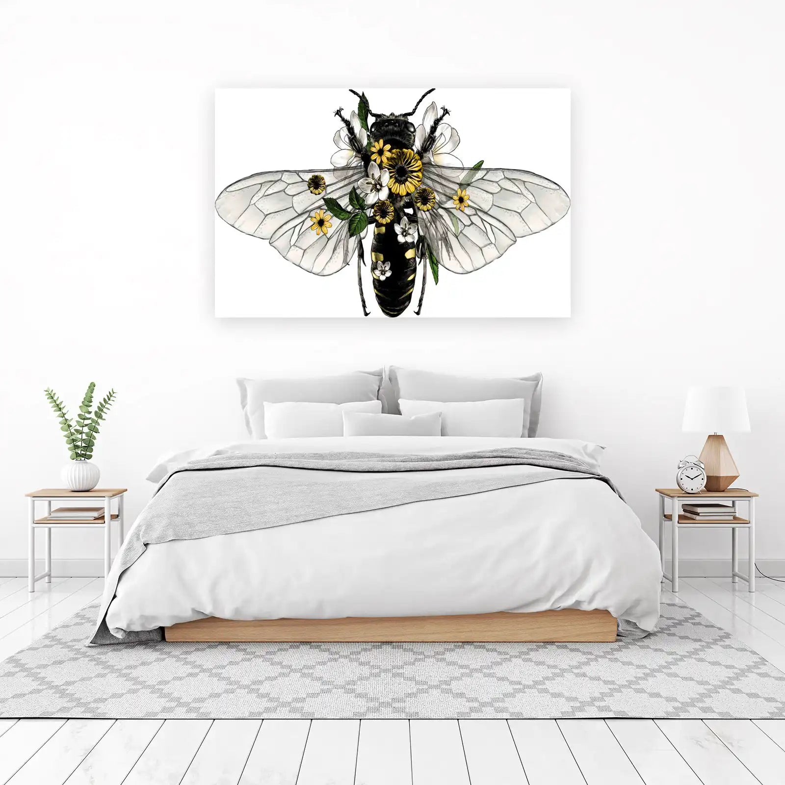 Floral Bee Nature Art Wall Art