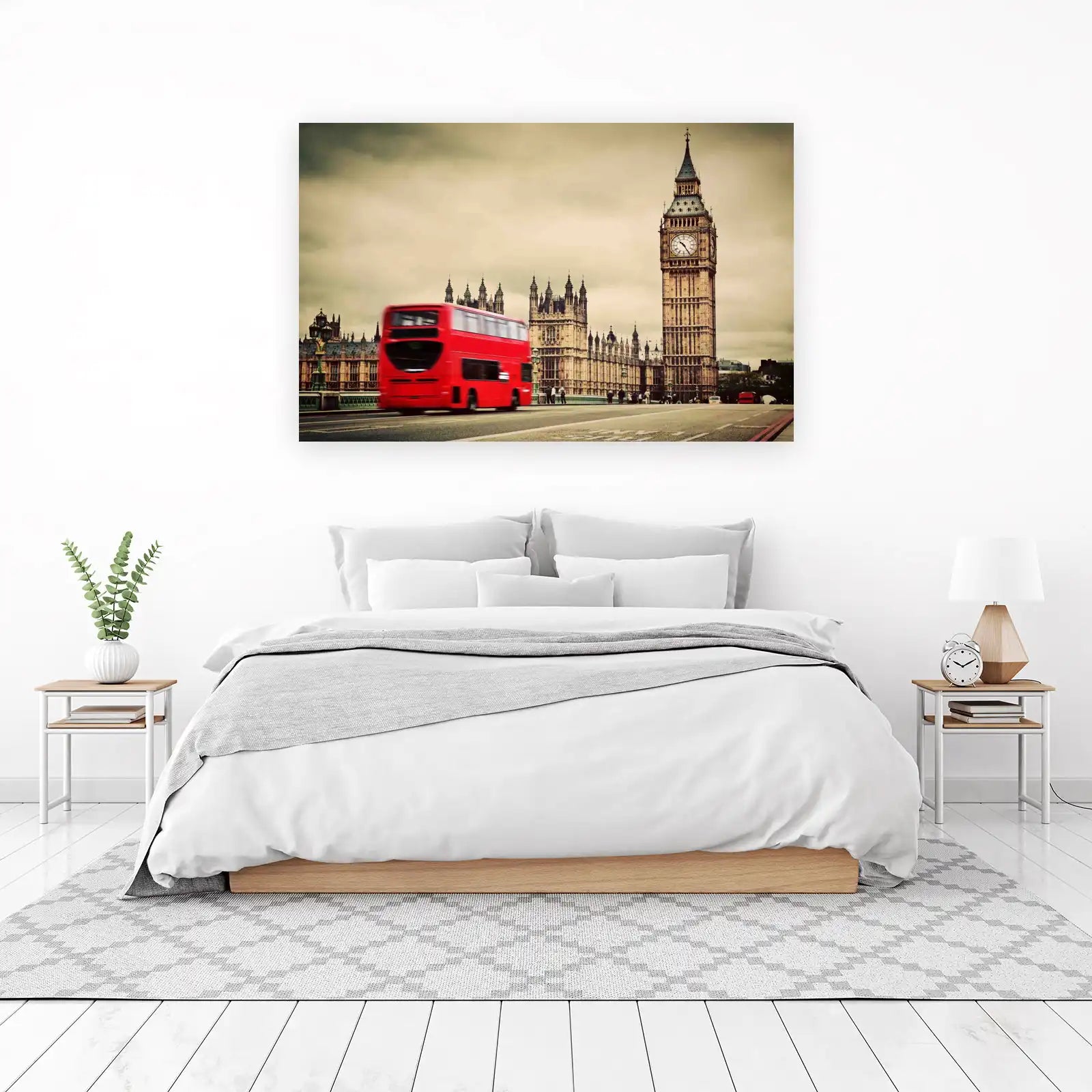 London Iconic Big Ben Red Bus Wall Art
