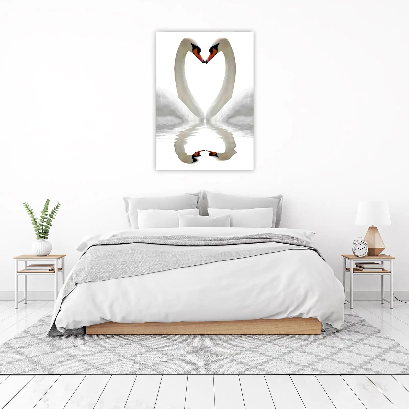 Elegant Swan Love Heart Wall Art