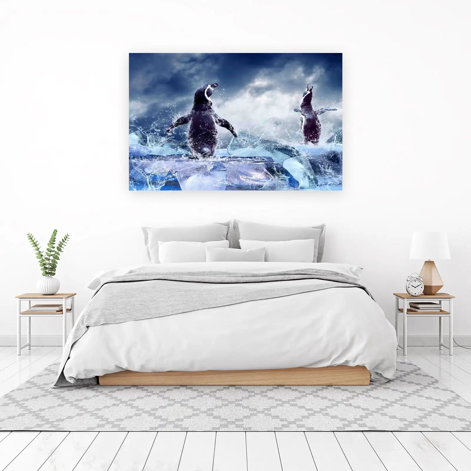 Majestic Penguins Ice Splash Wall Art