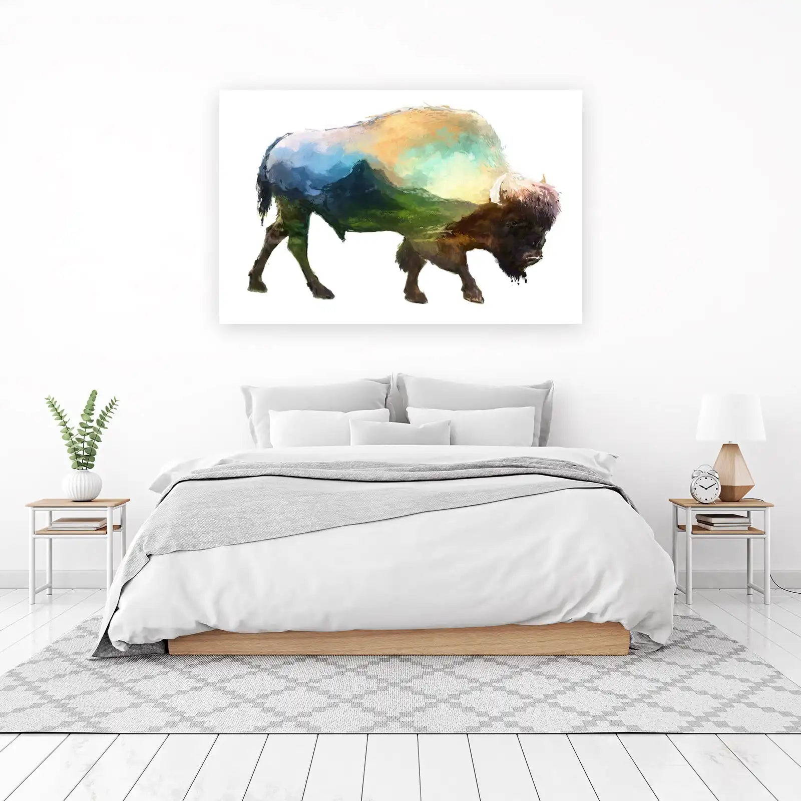 Majestic Bison Landscape Spirit Wall Art