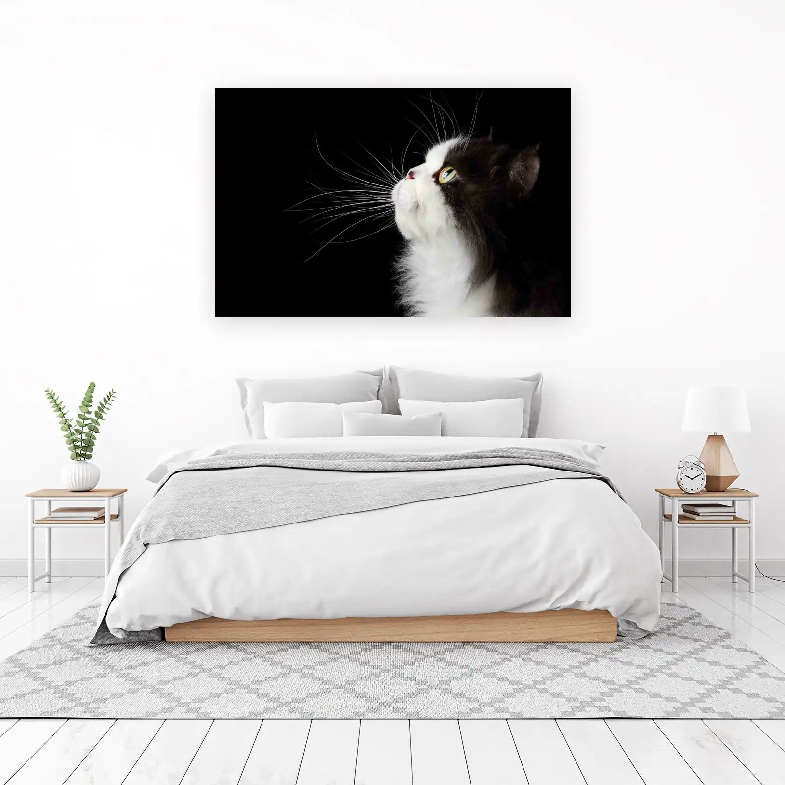 Elegant Black and White Cat Whiskers Wall Art