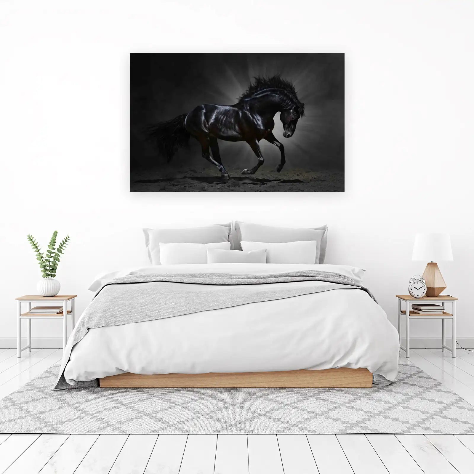 Majestic Black Horse Running Art Wall Art