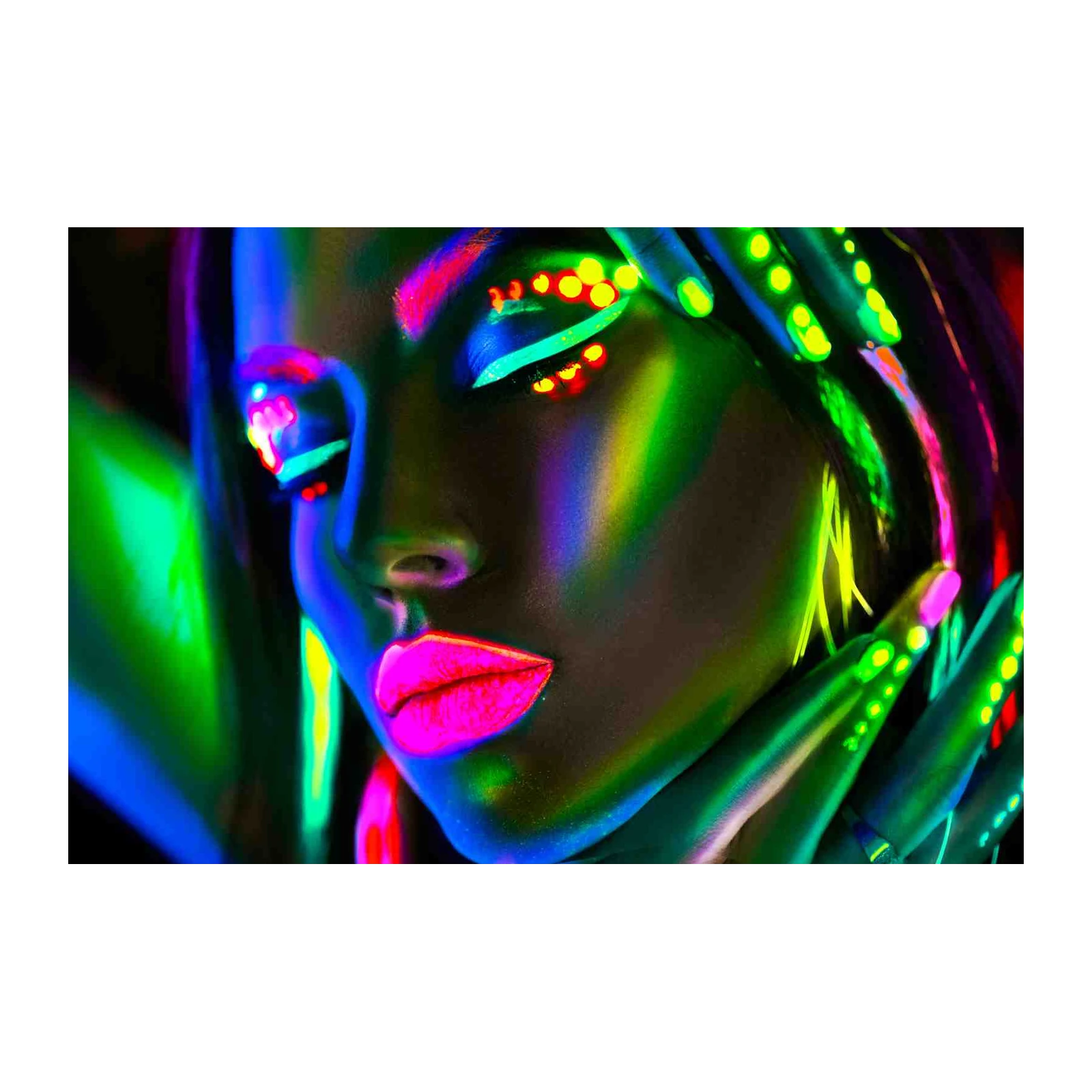 Vibrant Neon Glow Portrait Wall Art