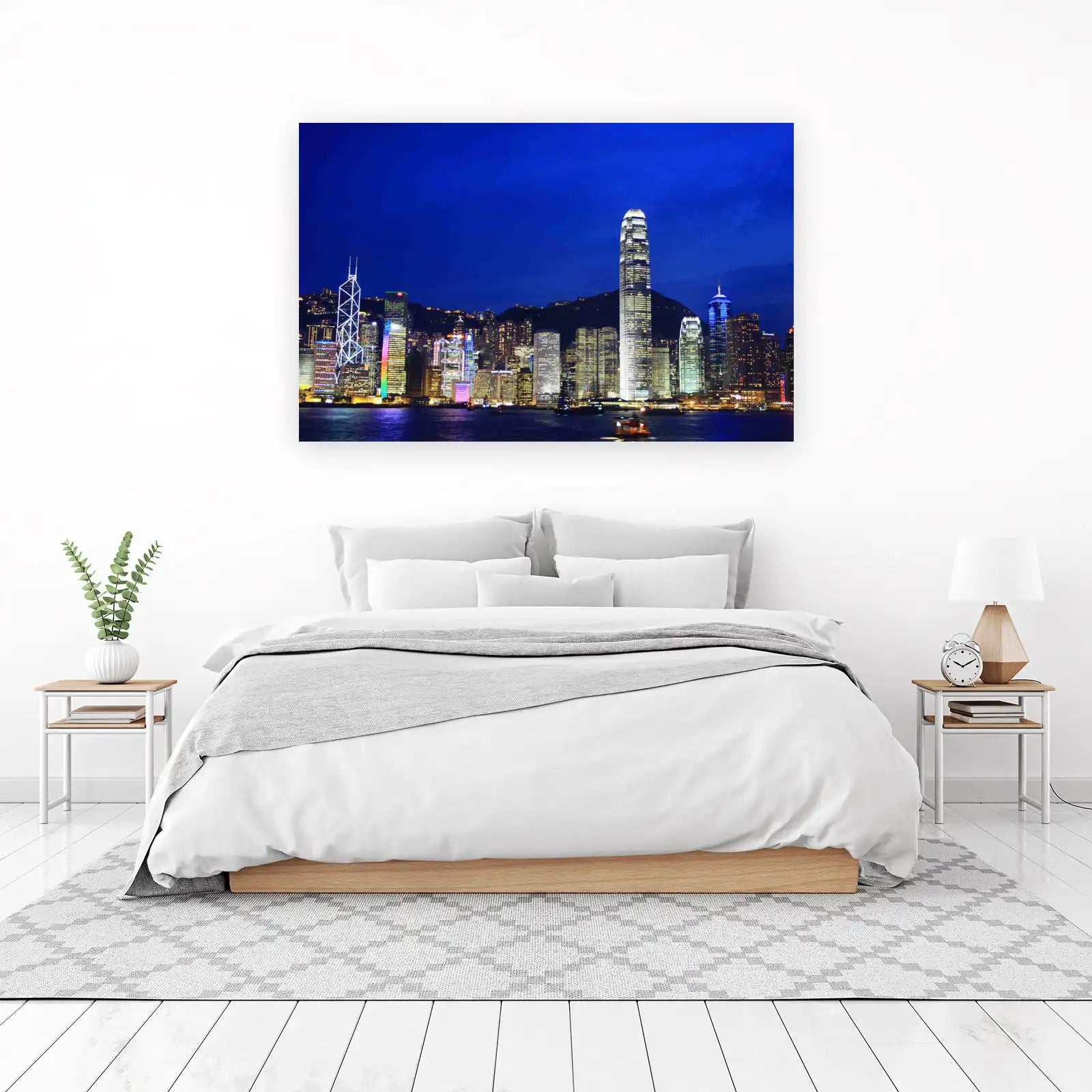 Hong Kong Skyline Night Cityscape Wall Art