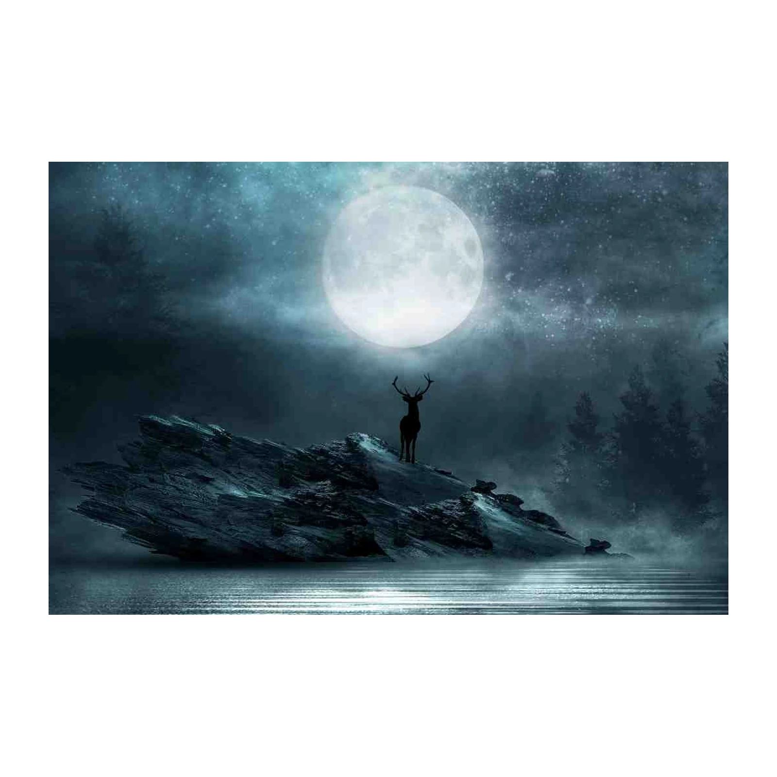 Mystic Stag Moon Forest Wall Art