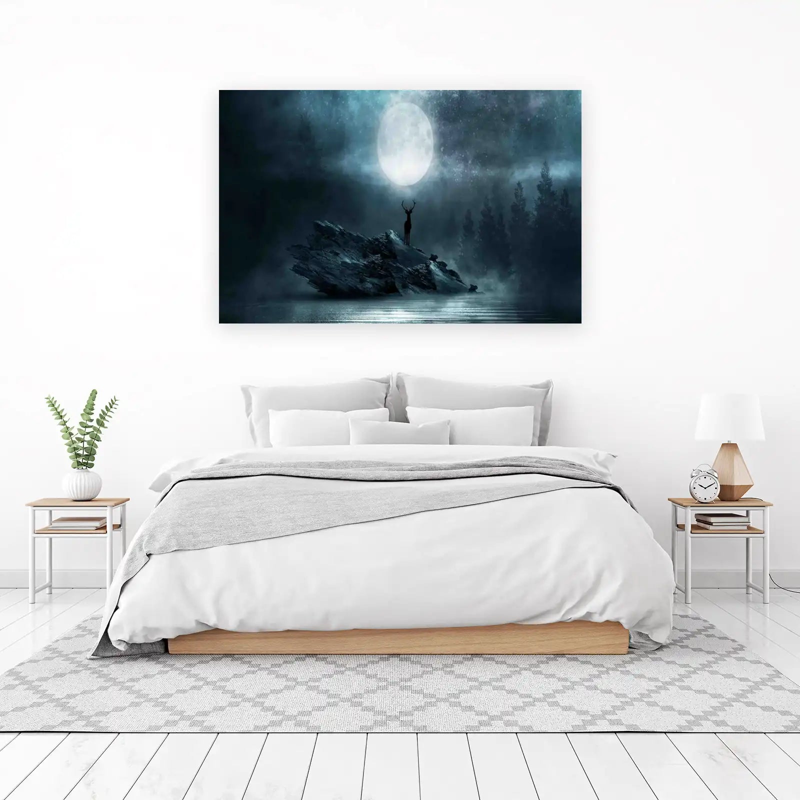 Mystic Stag Moon Forest Wall Art