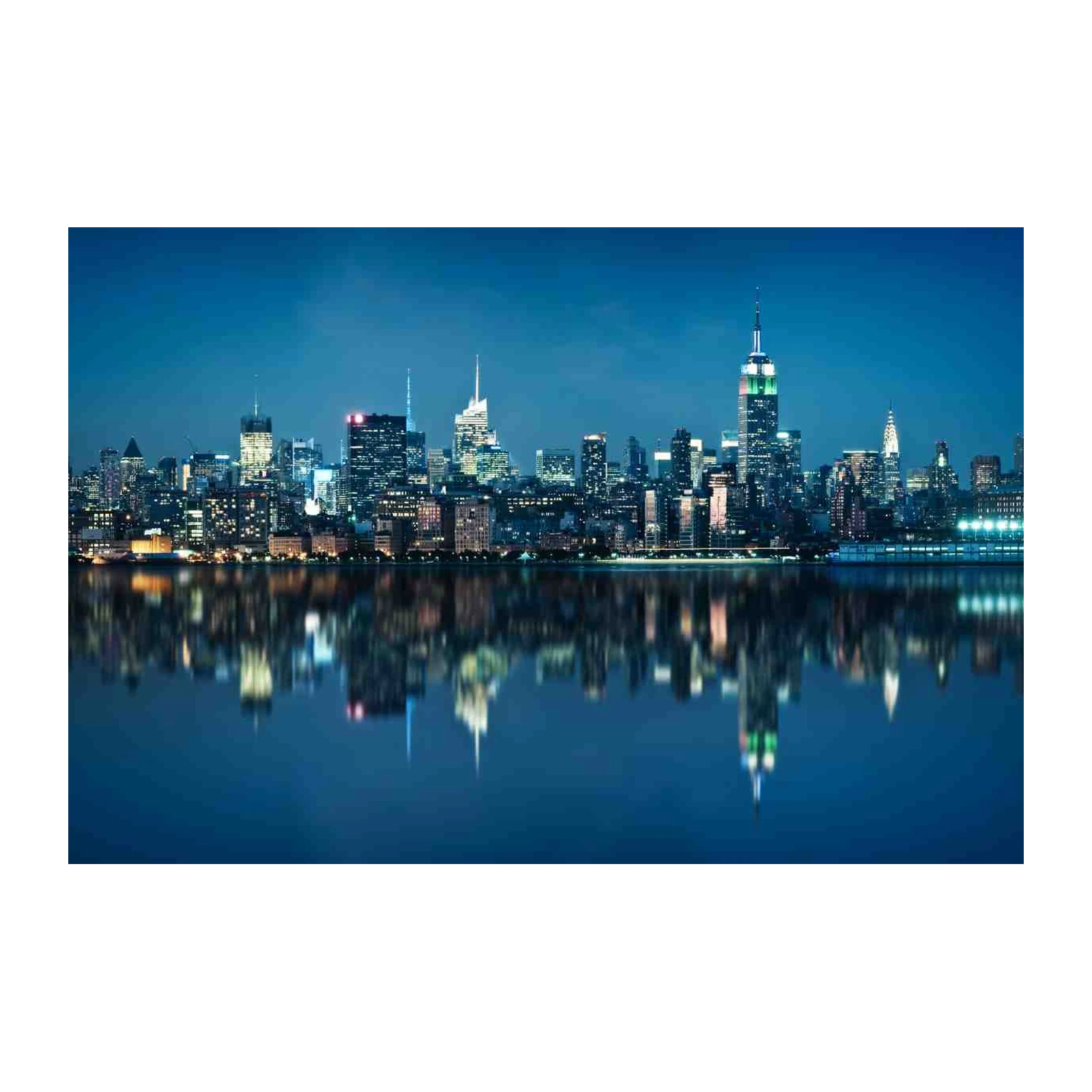 New York Skyline Night Reflection Wall Art