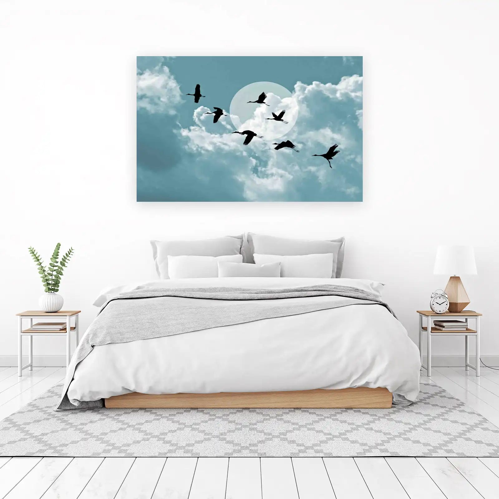 Majestic Cranes Flying Wall Art